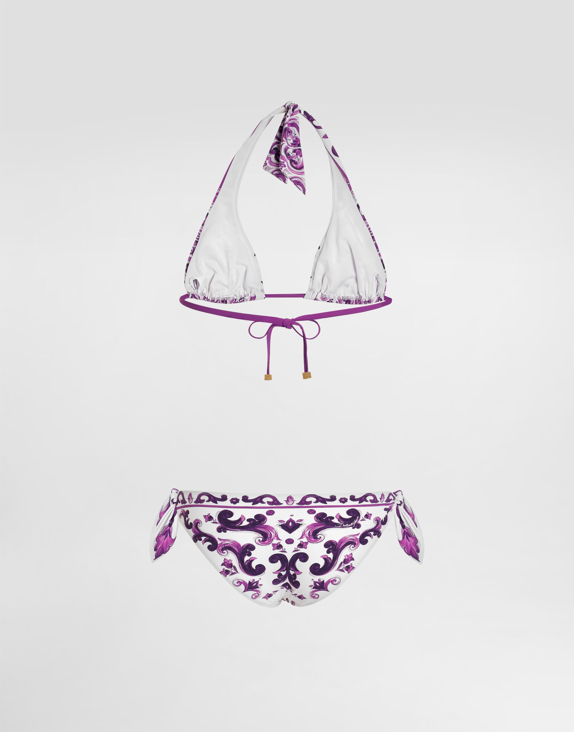Majolica-print padded triangle bikini - 3