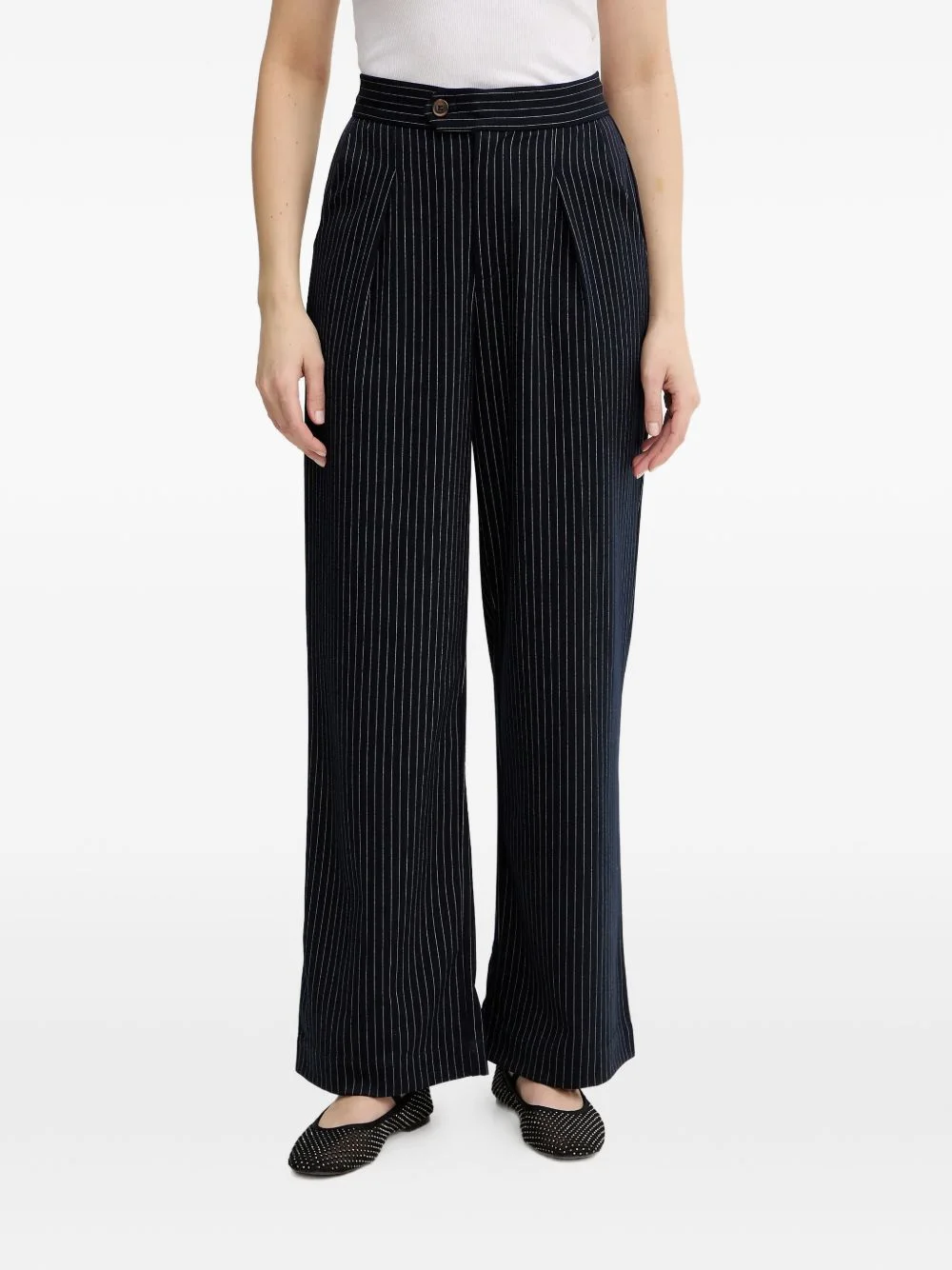 Arden pinstripe button trousers - 1