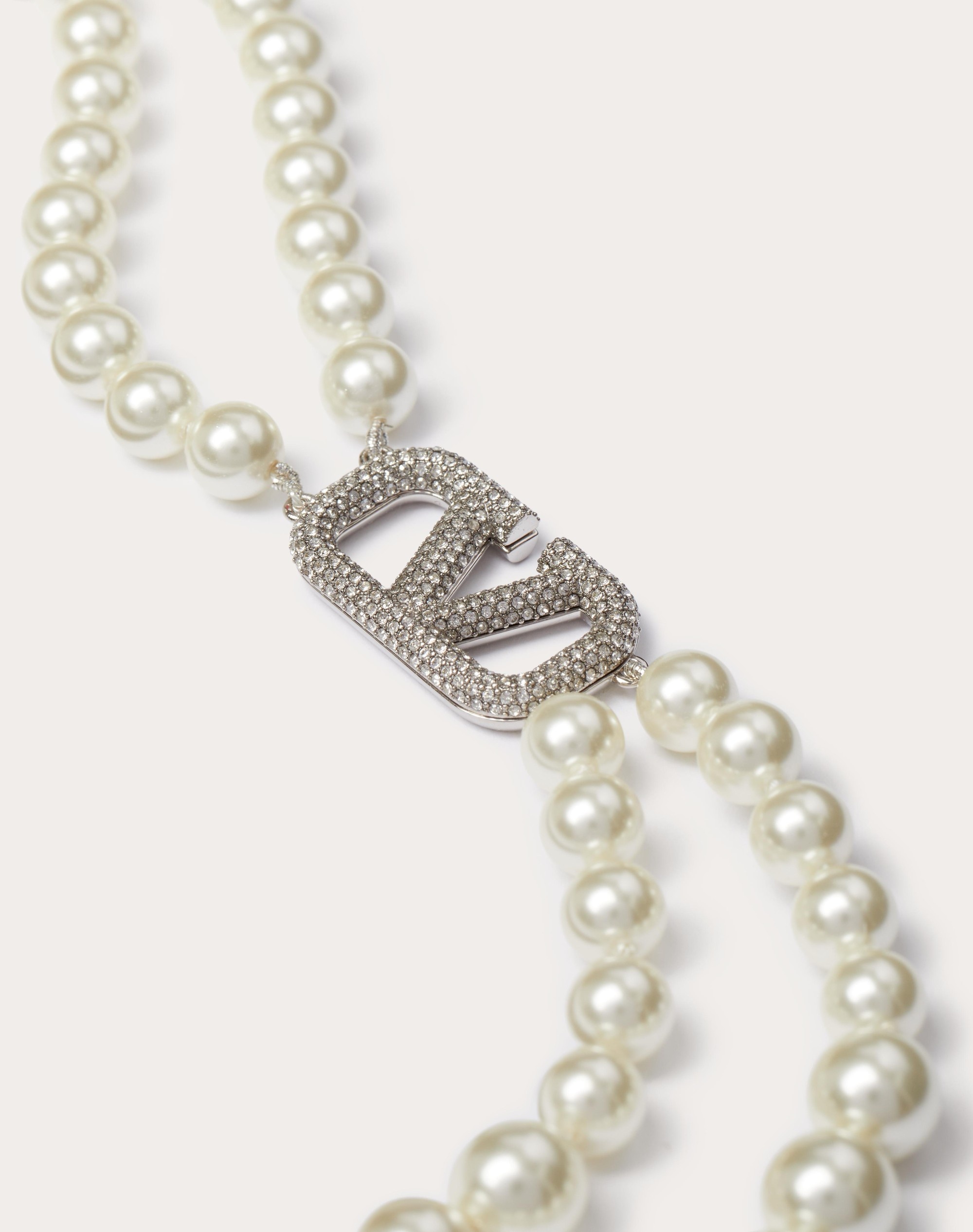 VLOGO SIGNATURE METAL NECKLACE WITH PEARLS AND SWAROVSKI® CRYSTALS - 2