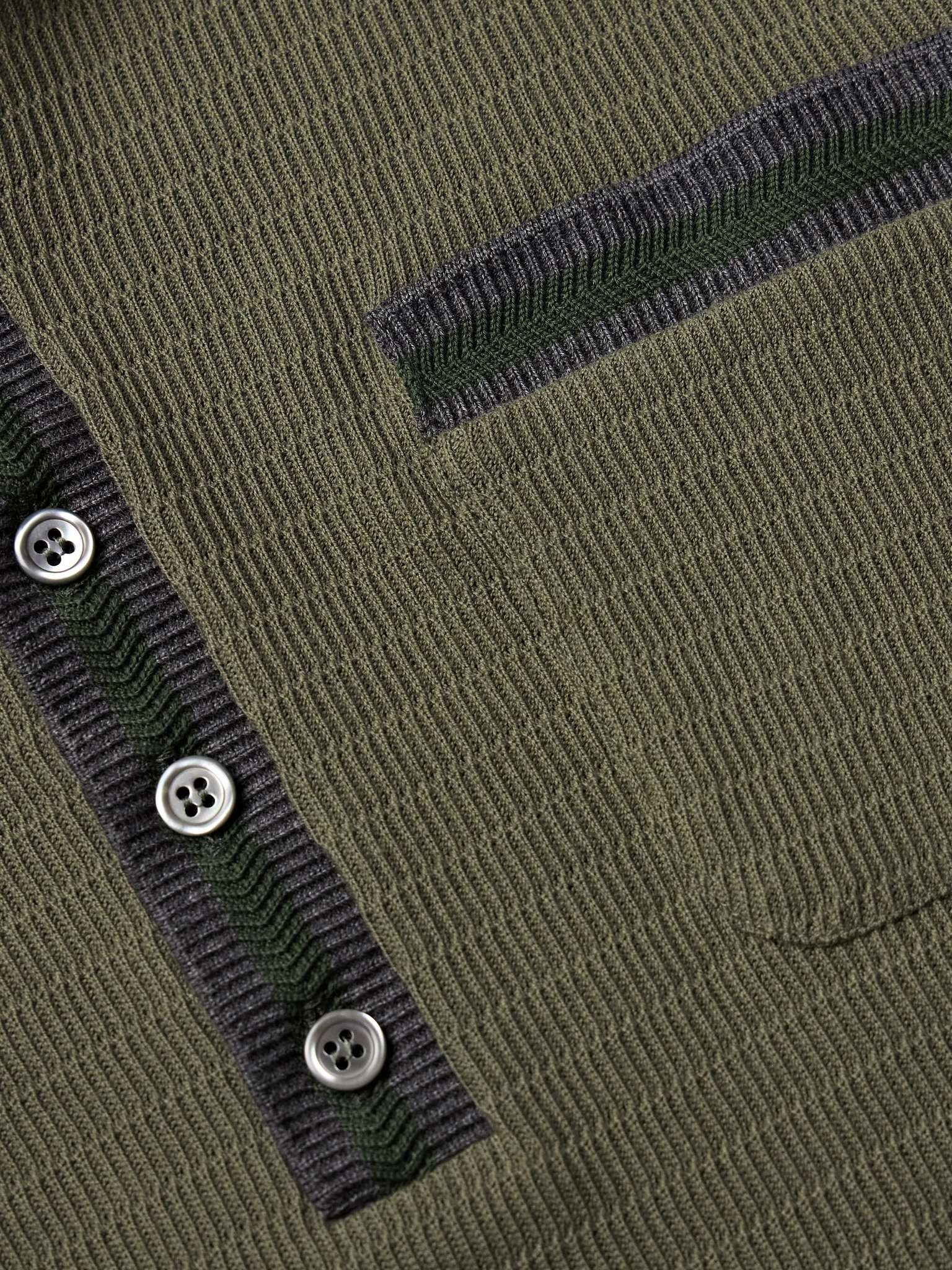 Slim-Fit Striped Pointelle-Knit Cotton Polo Shirt - 4