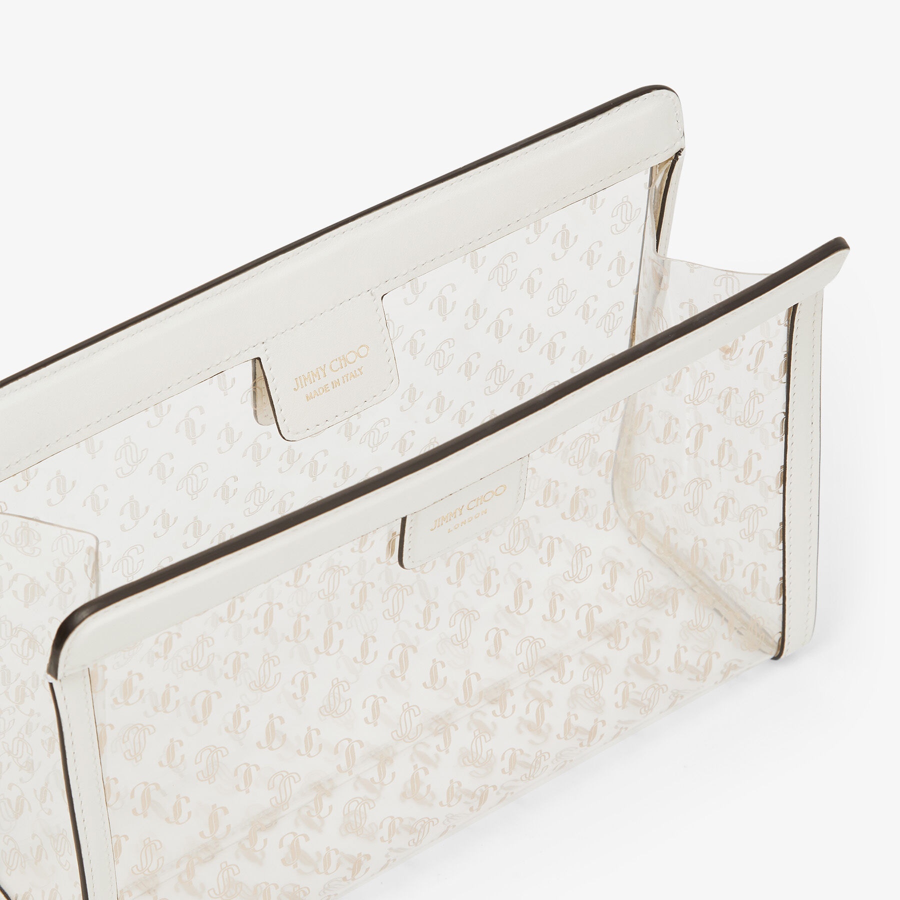 Varenne Pouch
Clear Monogrammed Plexi and Latte Leather Pouch Bag - 6