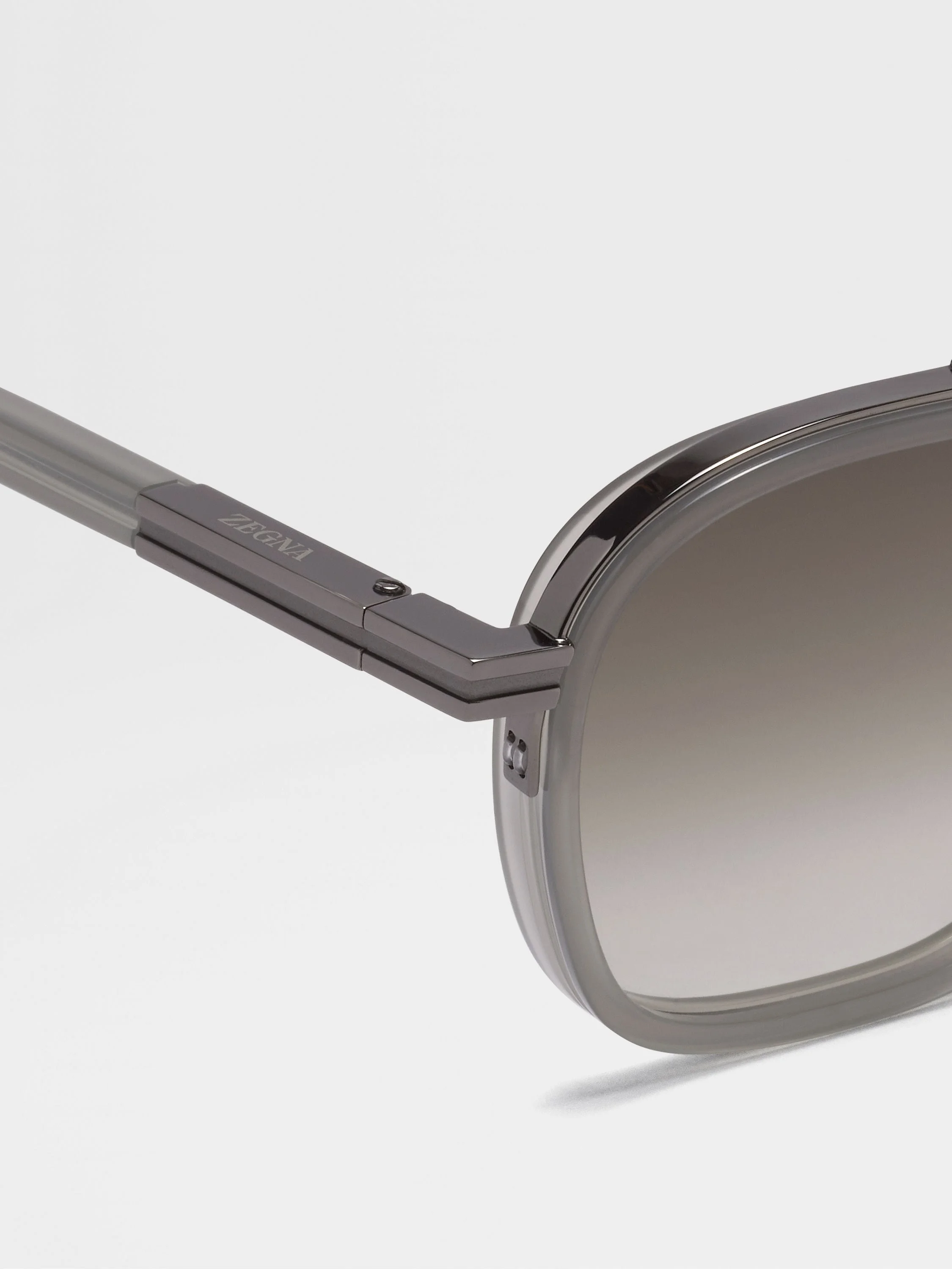 ZEGNA GREY ORIZZONTE I ACETATE AND METAL SUNGLASSES - EZ0231-5120F