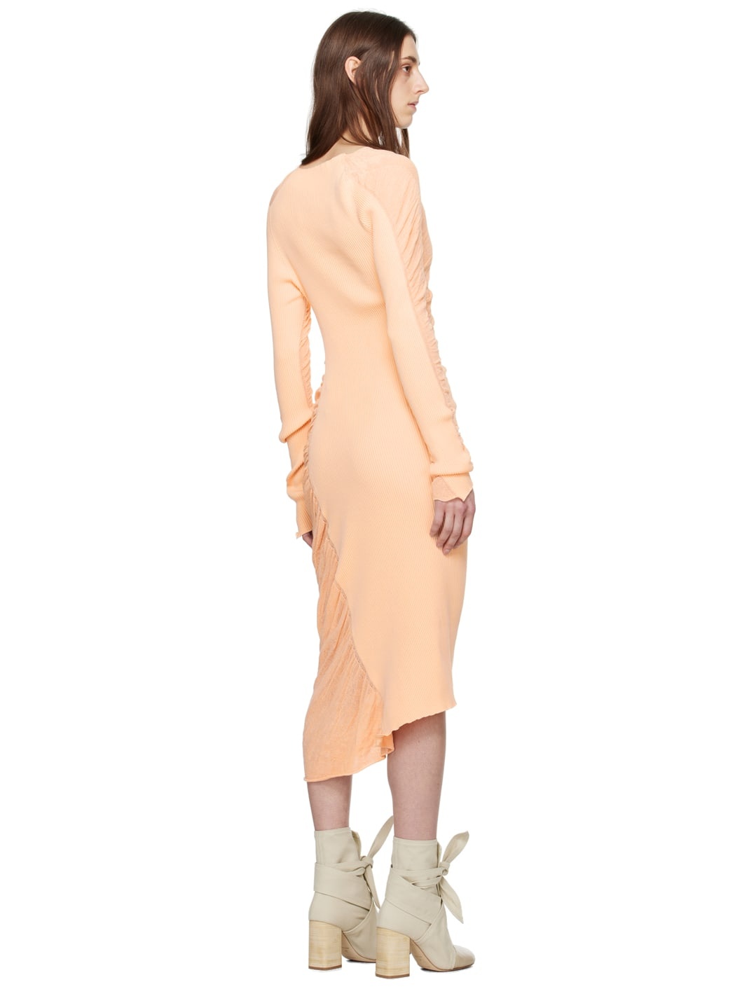 Orange Ambiguous Midi Dress - 3