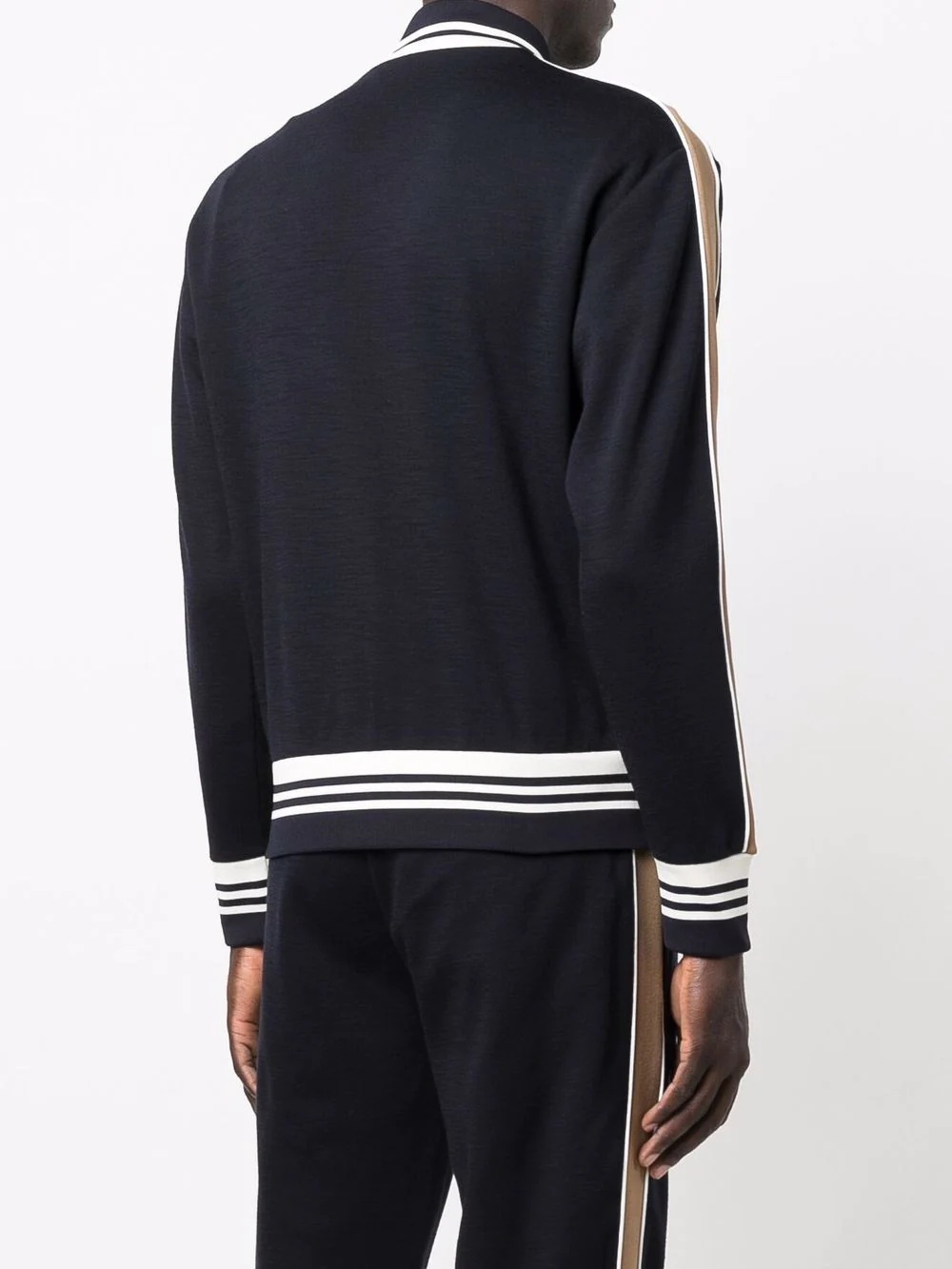 striped-trim logo patch sweatshirt - 4