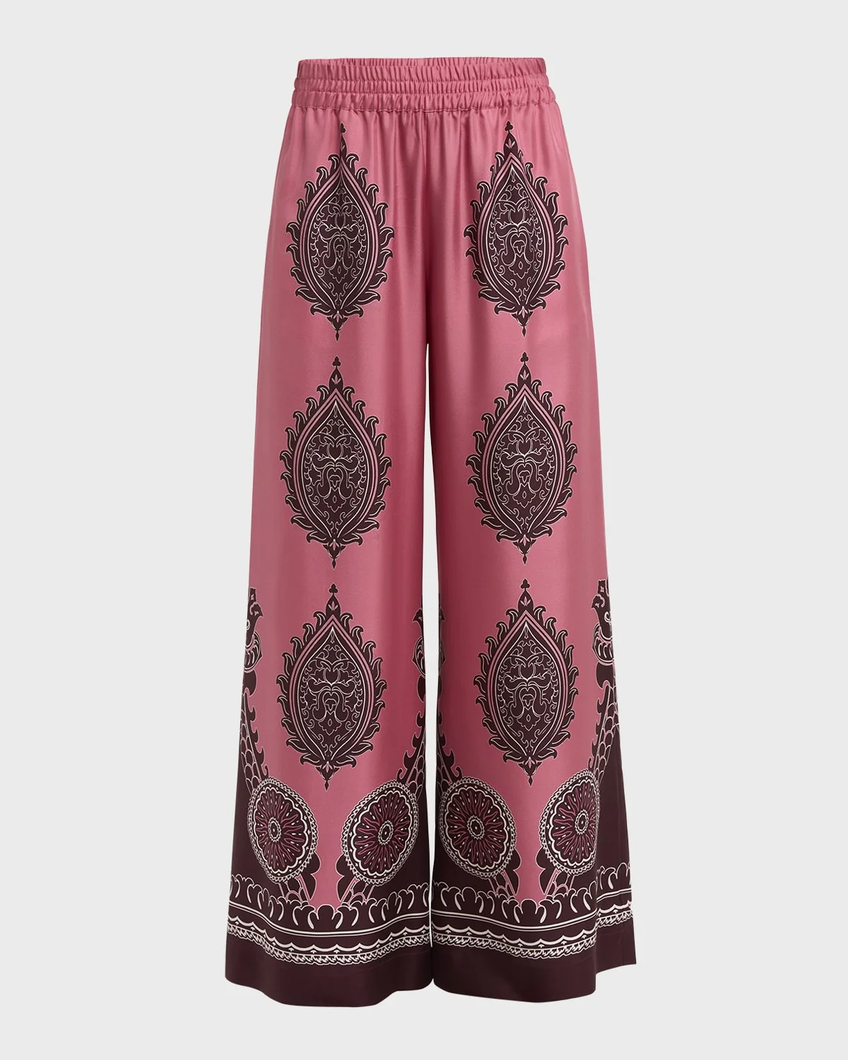 Silk Wide-Leg Pull-On Palazzo Pants - 1