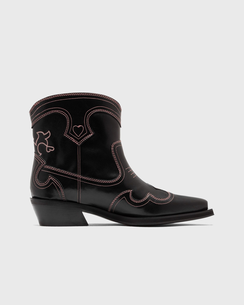 GANNI Low Shaft Embroidered Western Boot Oleatex outlook