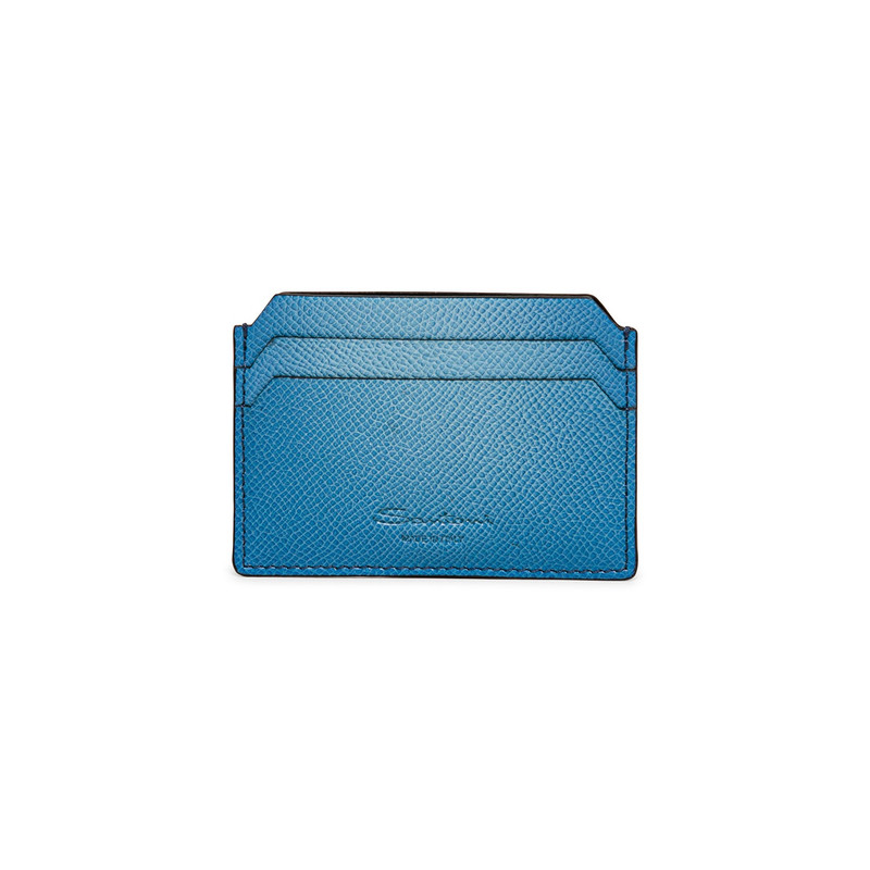 Light blue saffiano leather credit card holder 1
