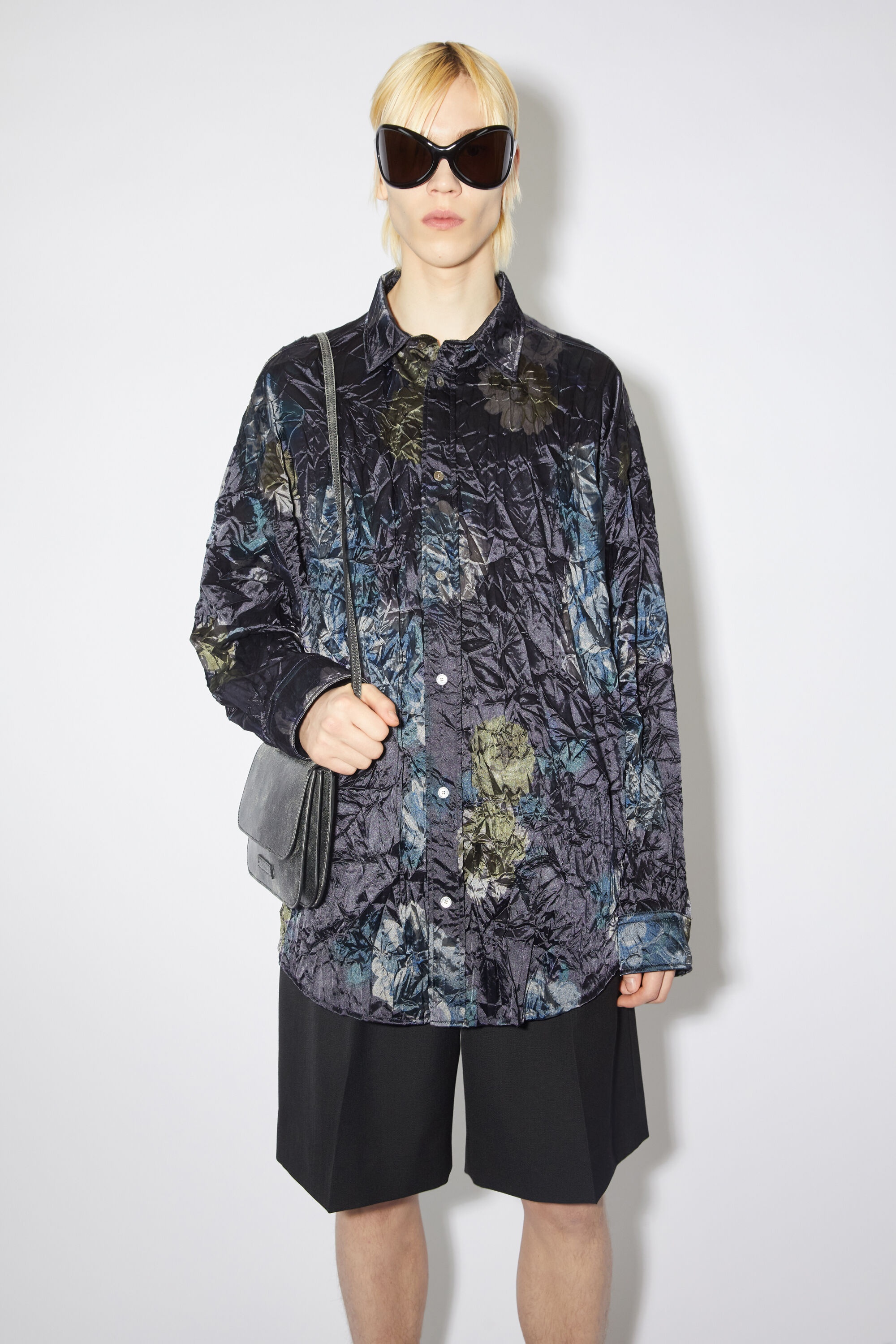 Printed button-up shirt - Navy - 2