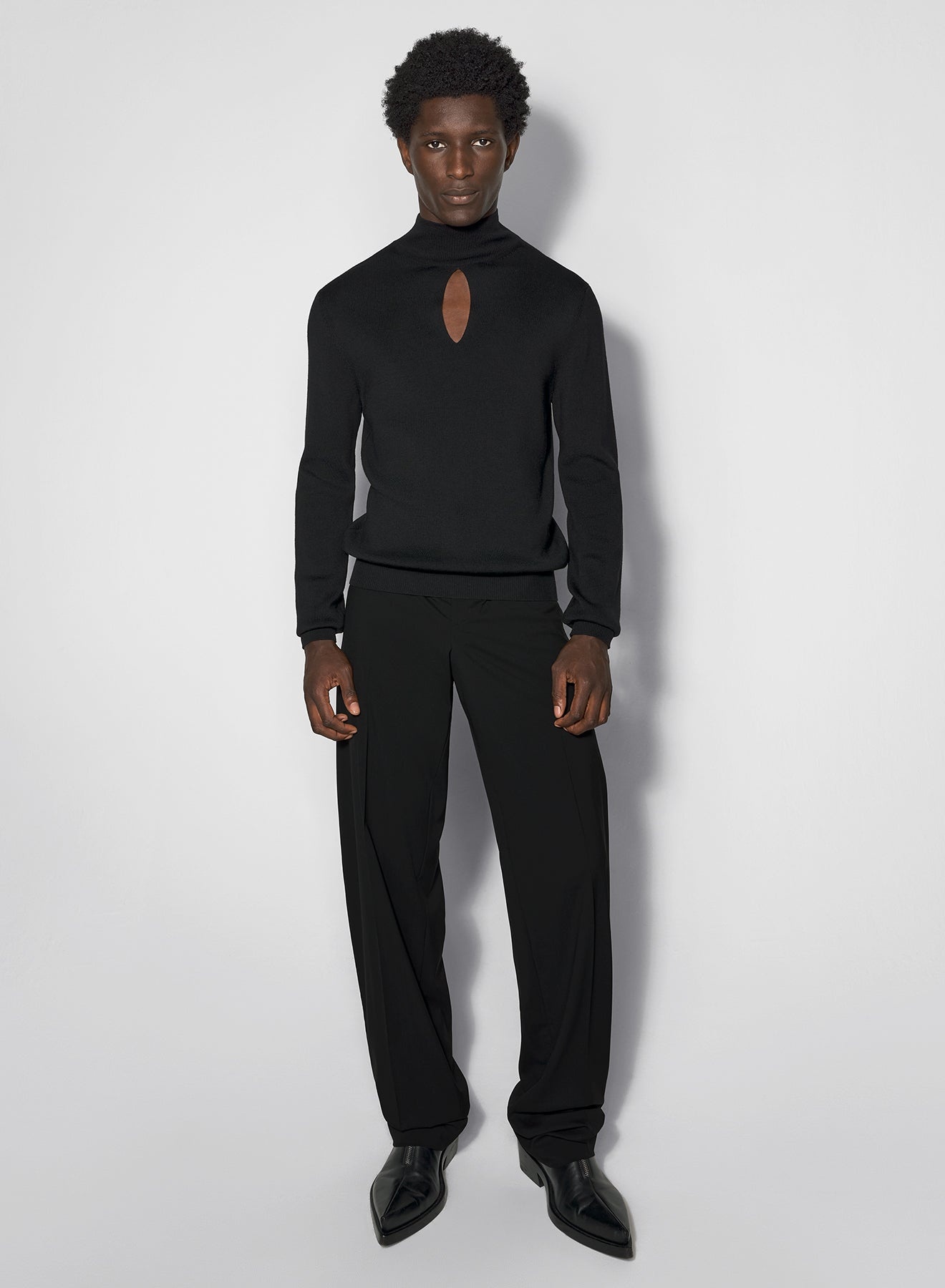 black cut-out knit top - 2