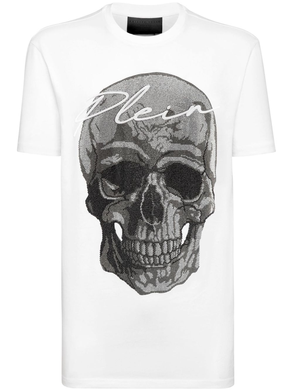 crystal-embellished skull cotton T-shirt - 1