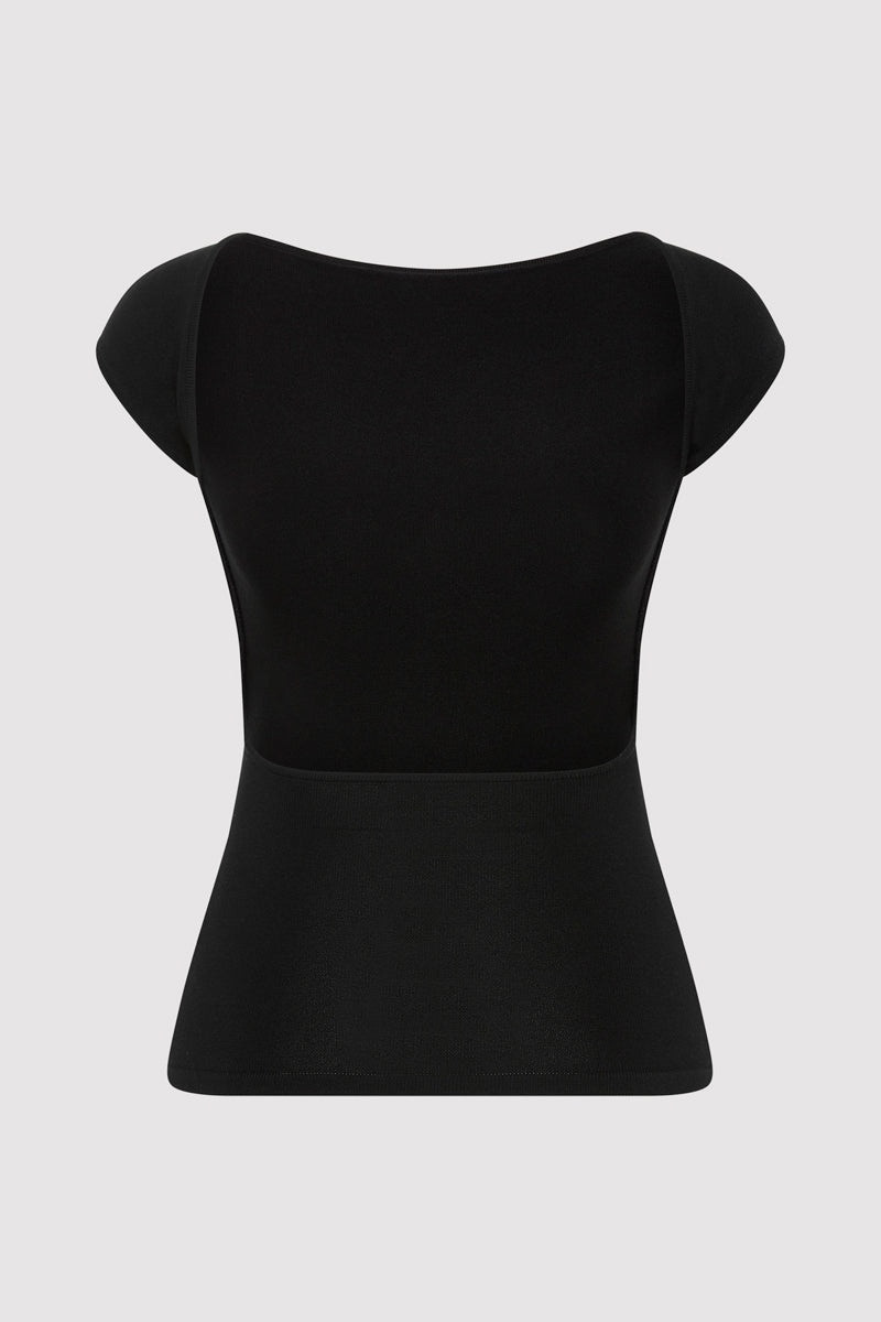 ST. AGNI Sculpted Ballet Knit Top - Black outlook