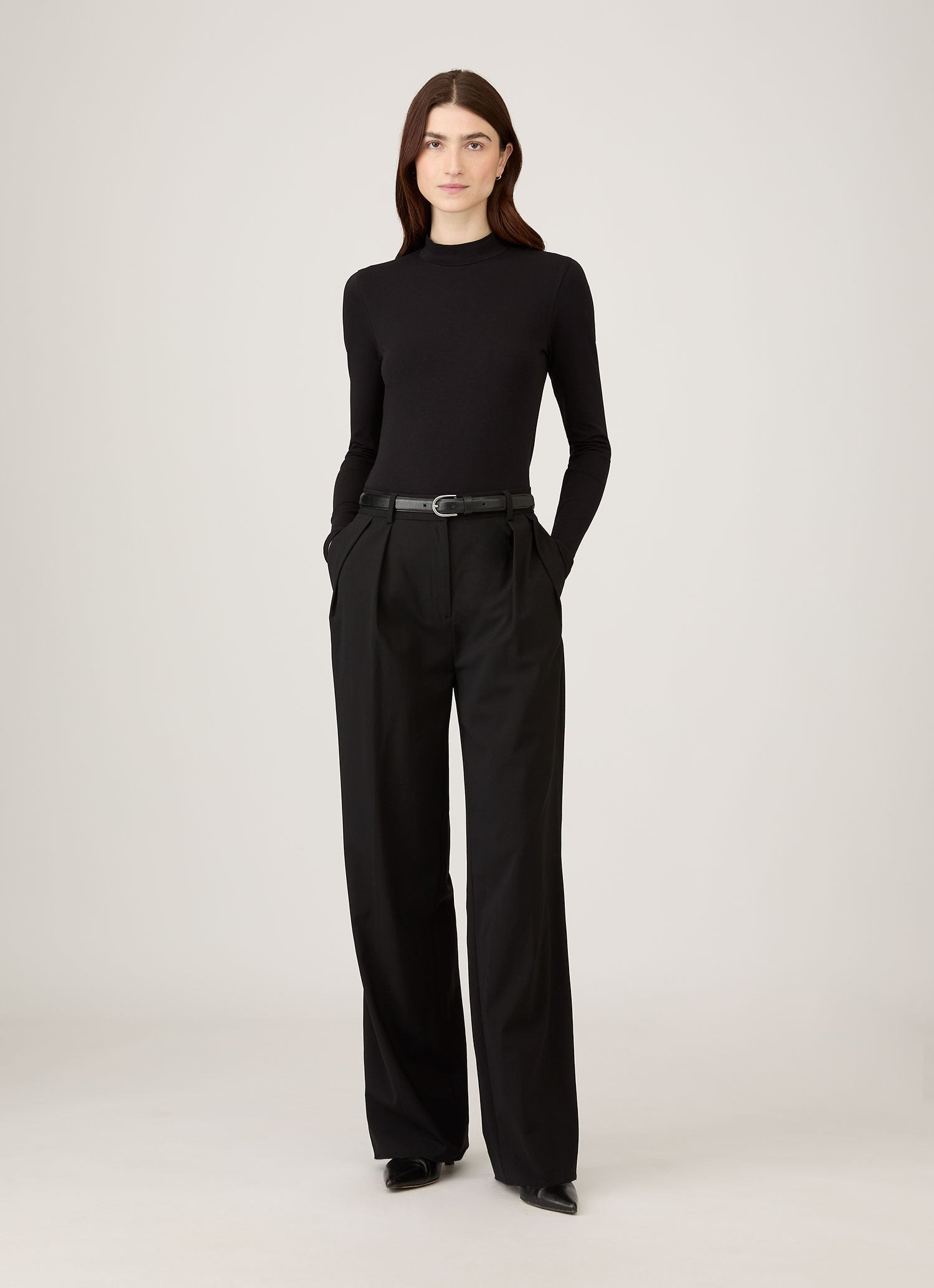 Stretch Cotton Mock Neck Top - 2