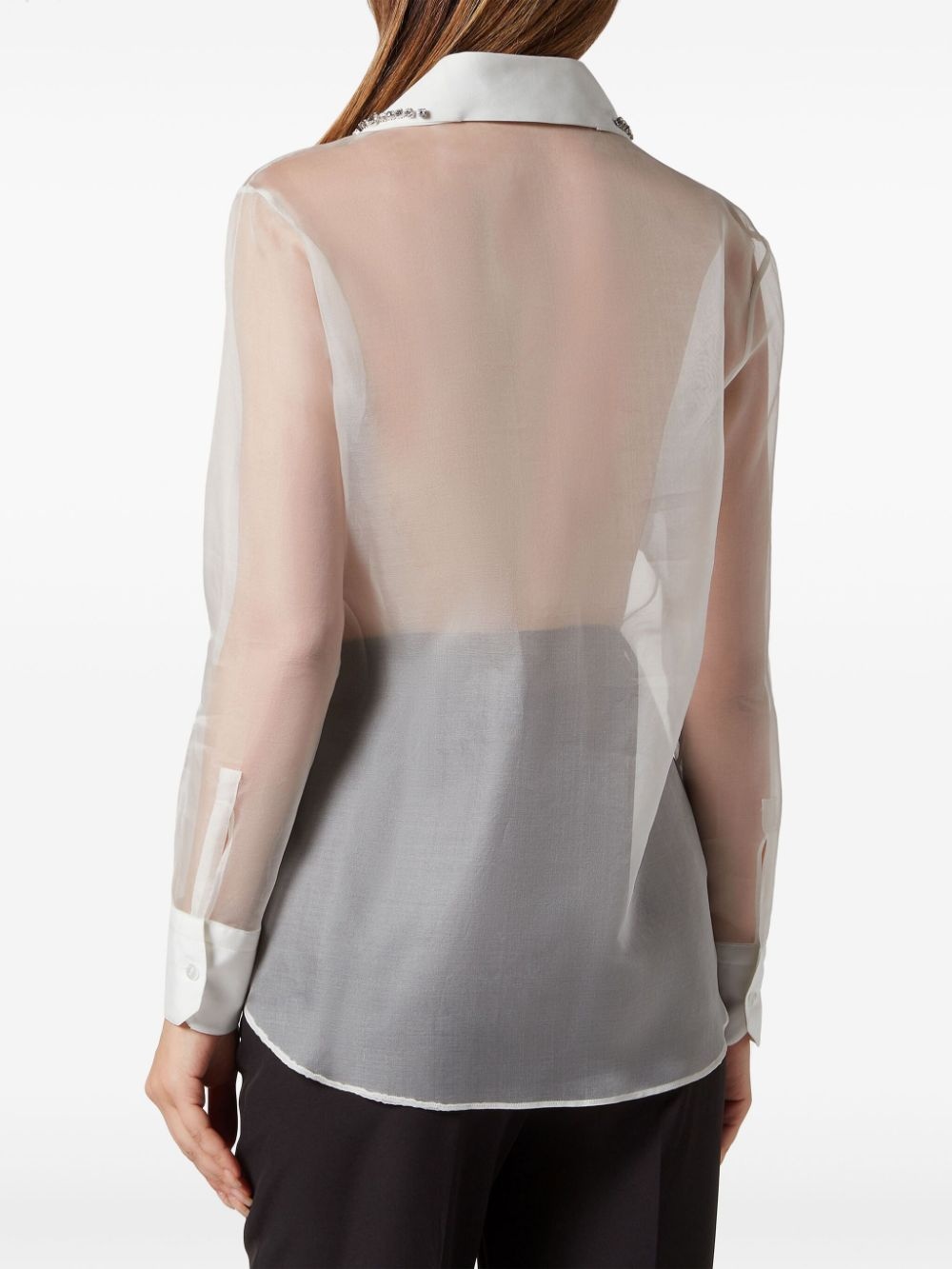 crystal-embellished sheer shirt - 3