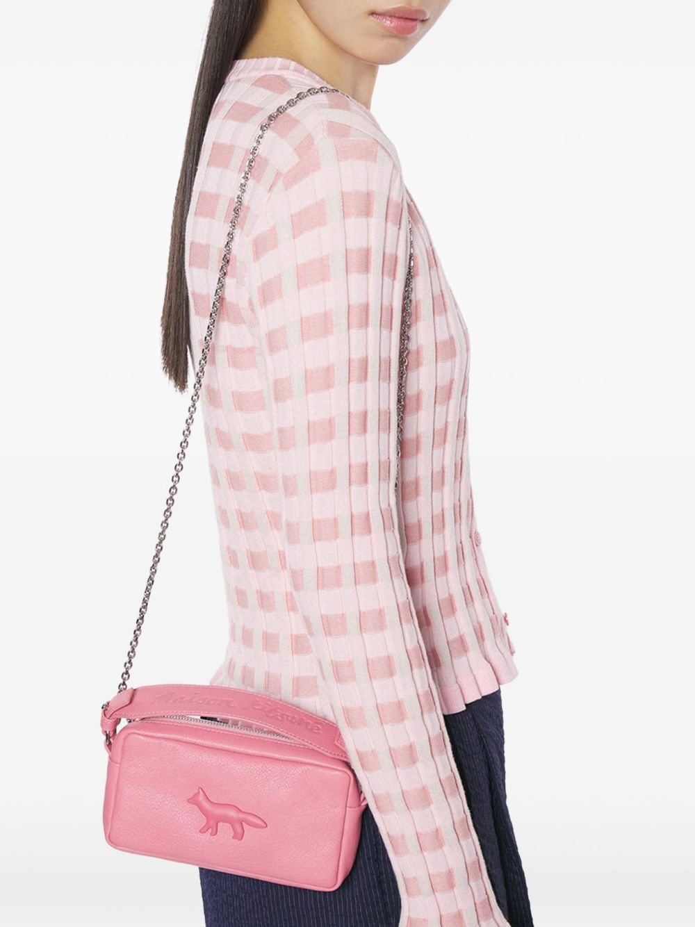 Fox-embossed leather cross body bag - 2