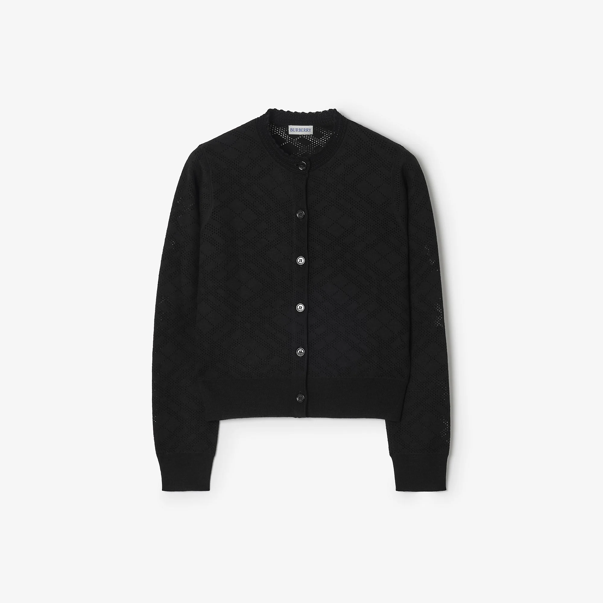 Check Wool Silk Cardigan - 1