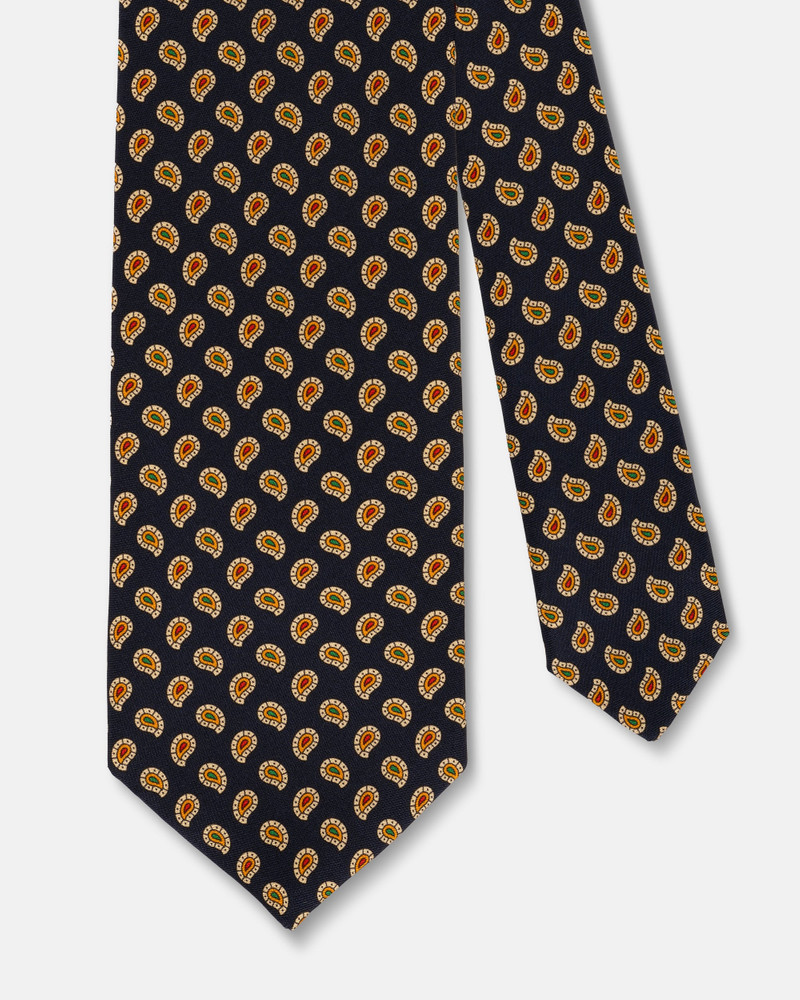 J. PRESS MADE-IN-ENGLAND NAVY TOSSED PINE FOULARD TIE outlook