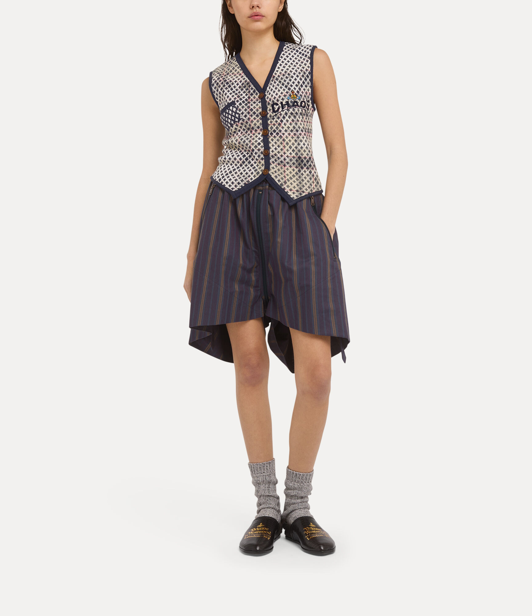 DISTRESSED TARTAN VEST - 2