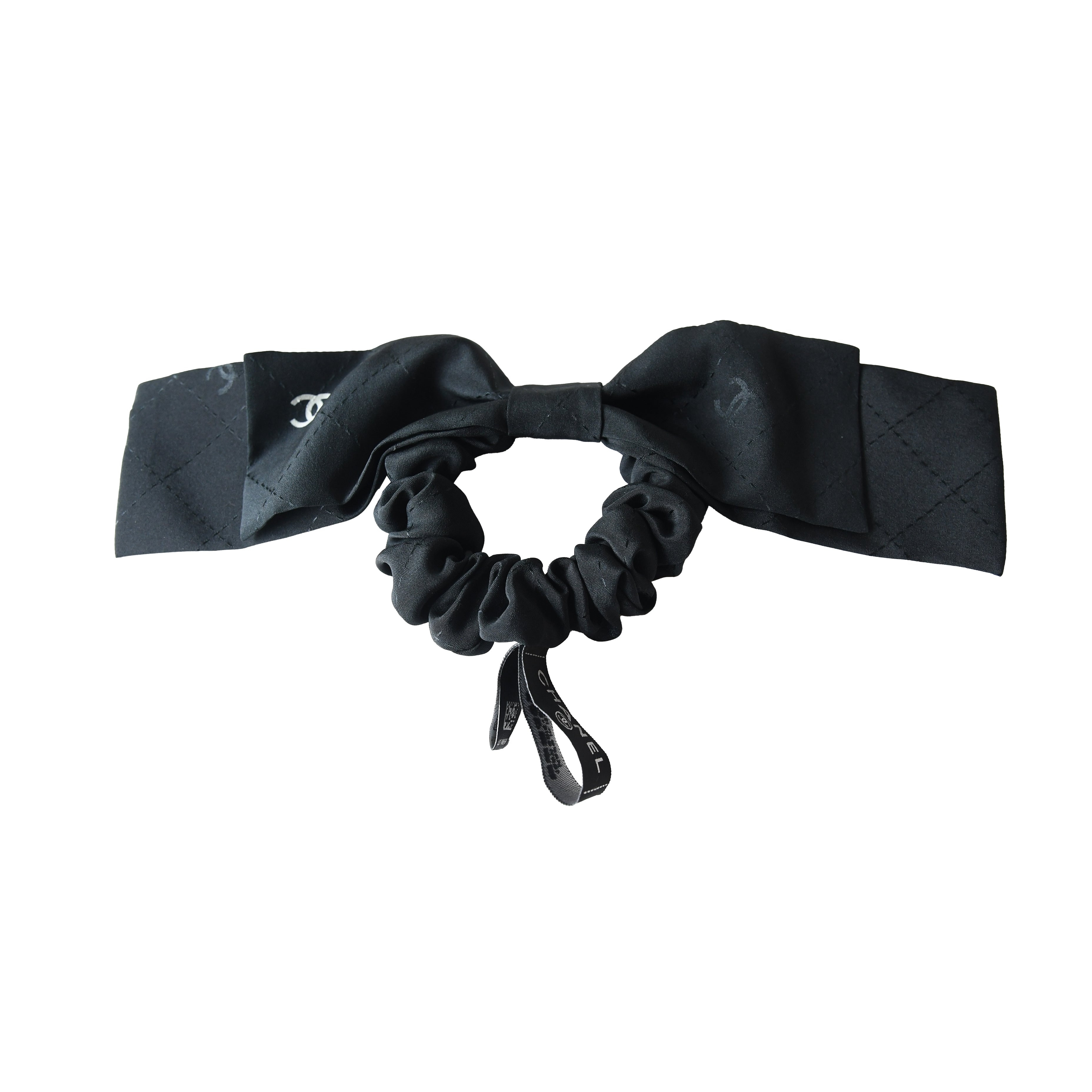 Chanel CC Silk Twill Ribbon Scrunchie Black - 3