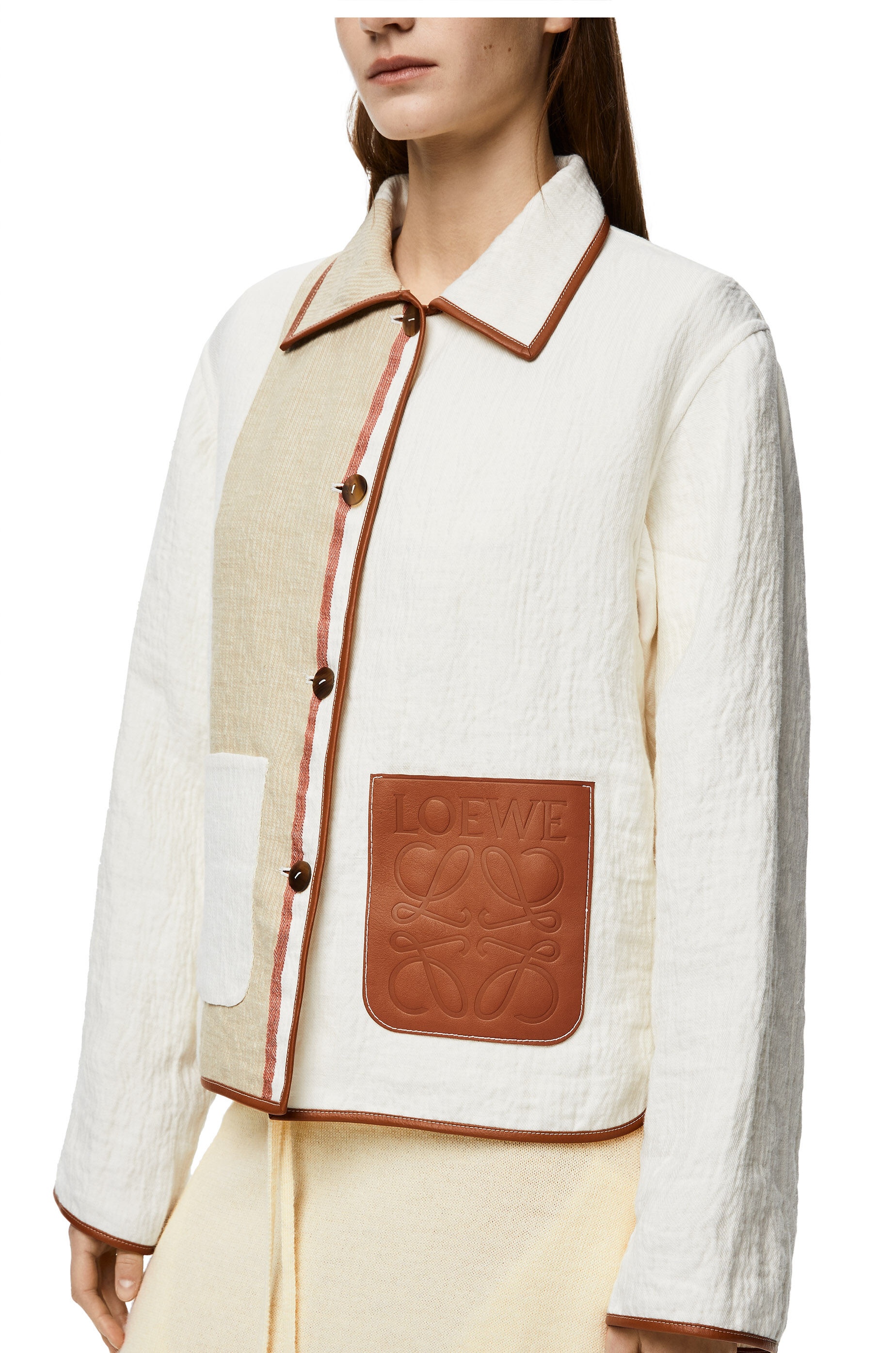 Stripe button jacket in cotton and linen - 5