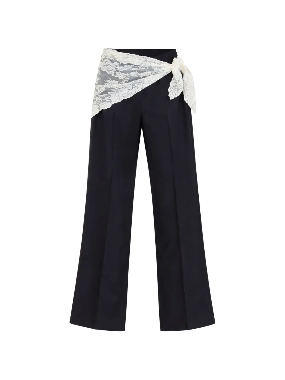 lace-trim pleated trousers - 1