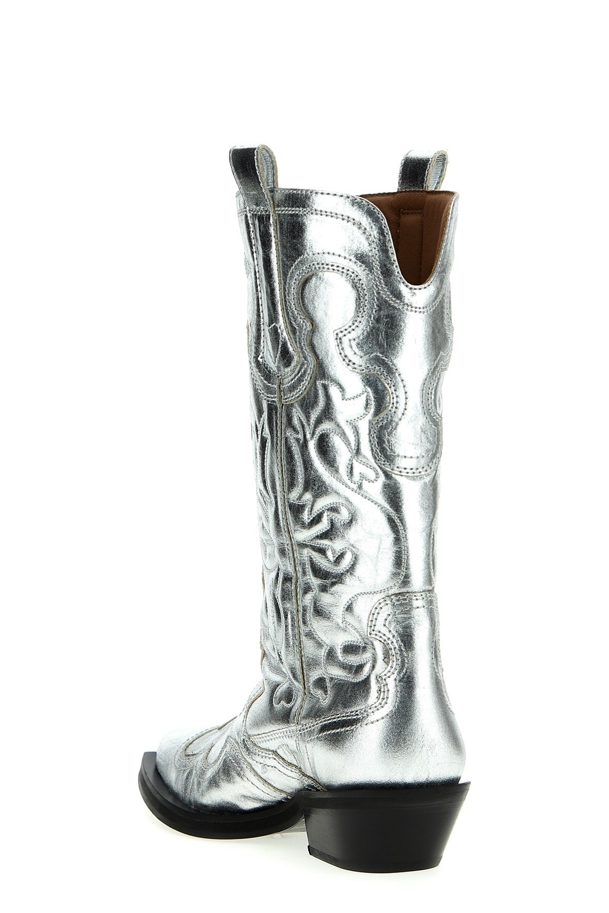 'Silver Mid Shaft Embroidered Western' boots - 3