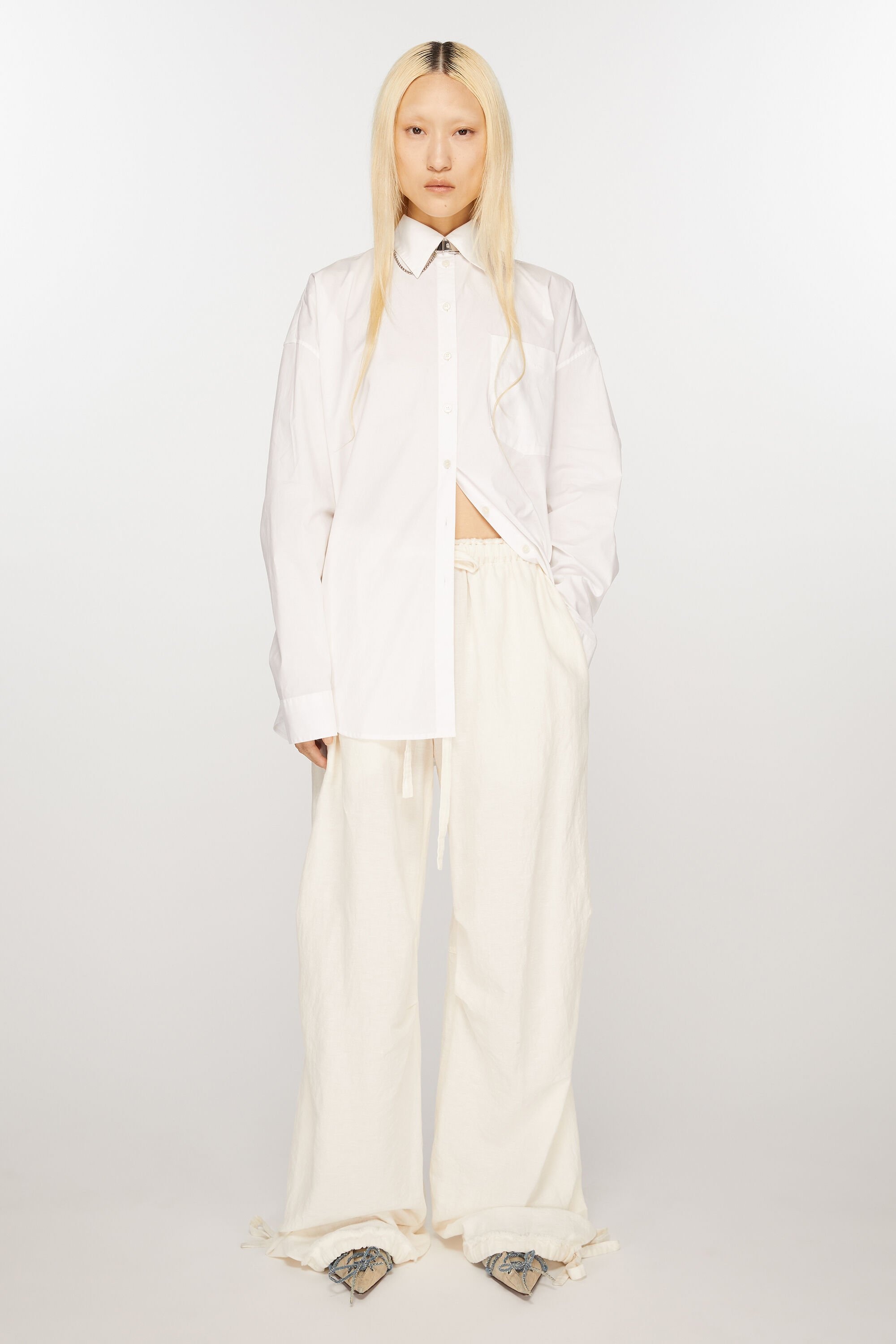 Relaxed drawstring trousers - Warm white - 2