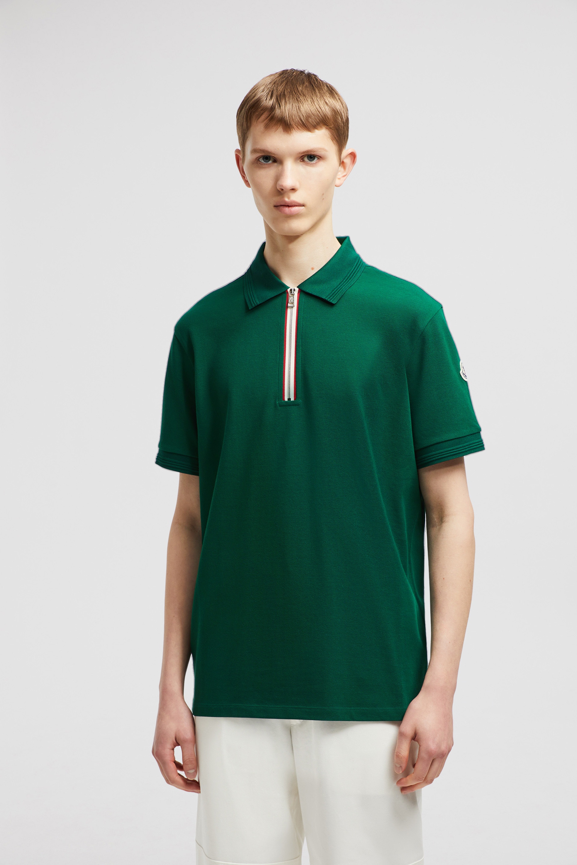Tricolor Trim Cotton Piquet Polo Shirt - 3