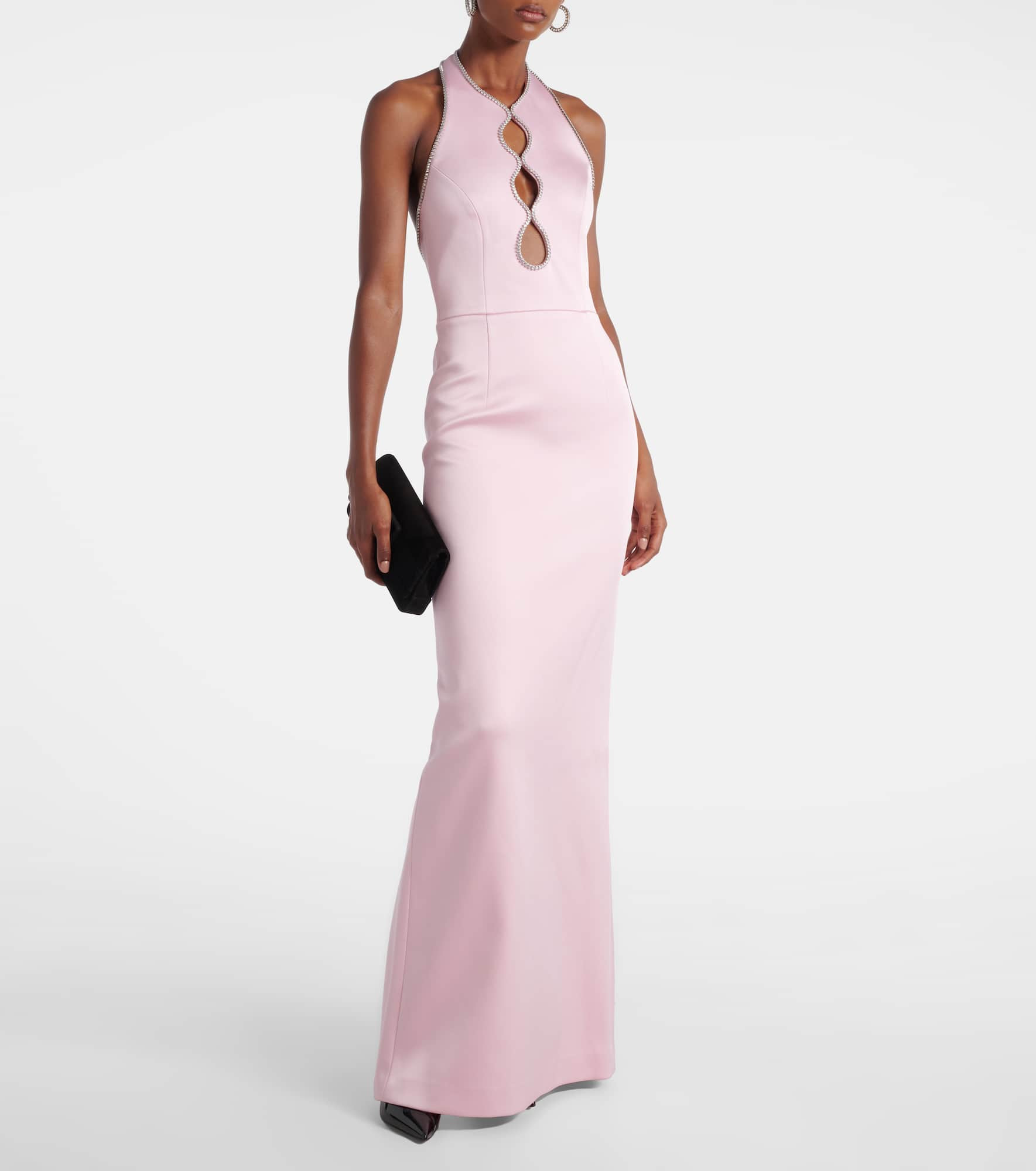 Akari cutout halterneck satin gown - 2
