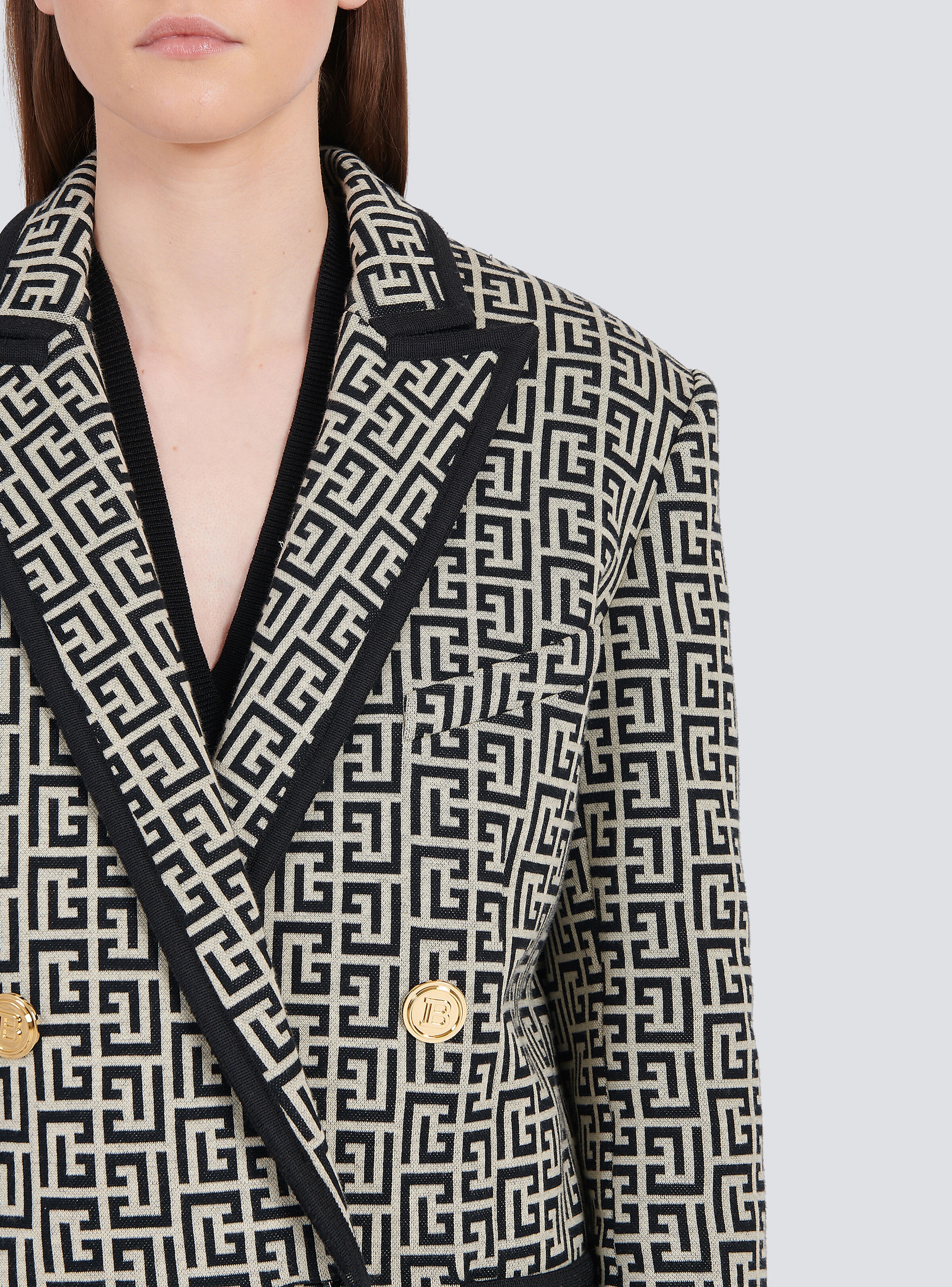 Cotton boyfriend jacket with Balmain monogram - 7