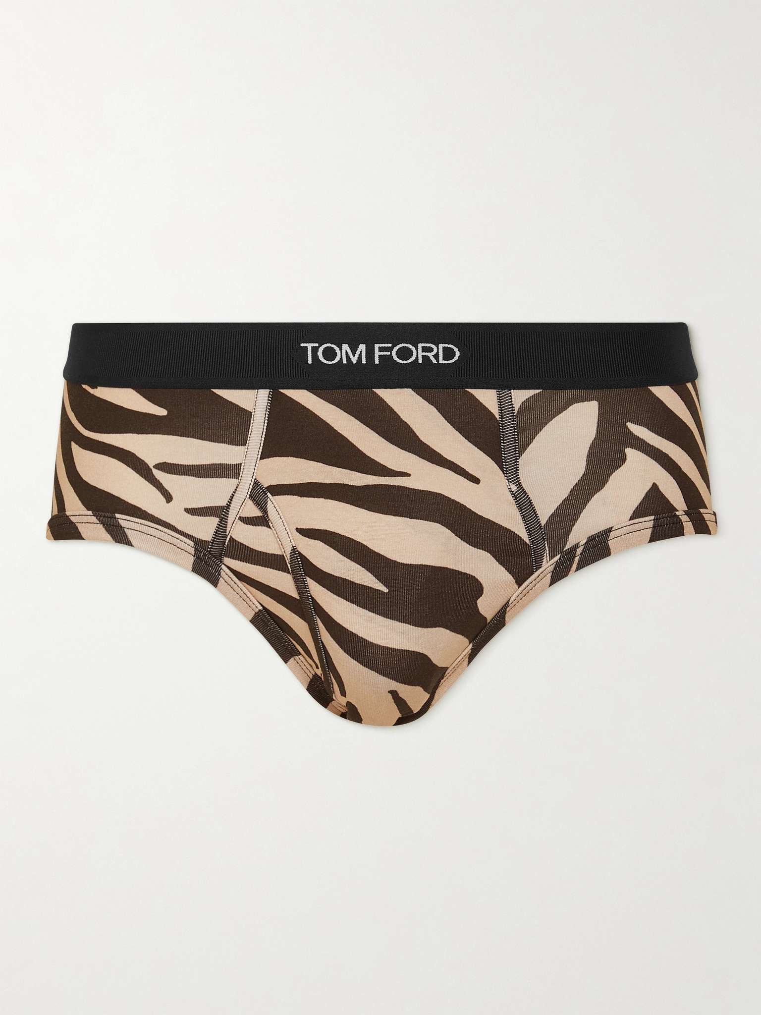 Zebra-Print Stretch-Cotton Briefs - 1