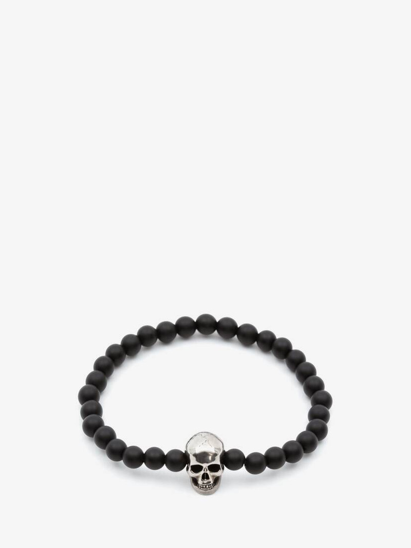 Skull Beaded Bracelet in Black/silver - 1