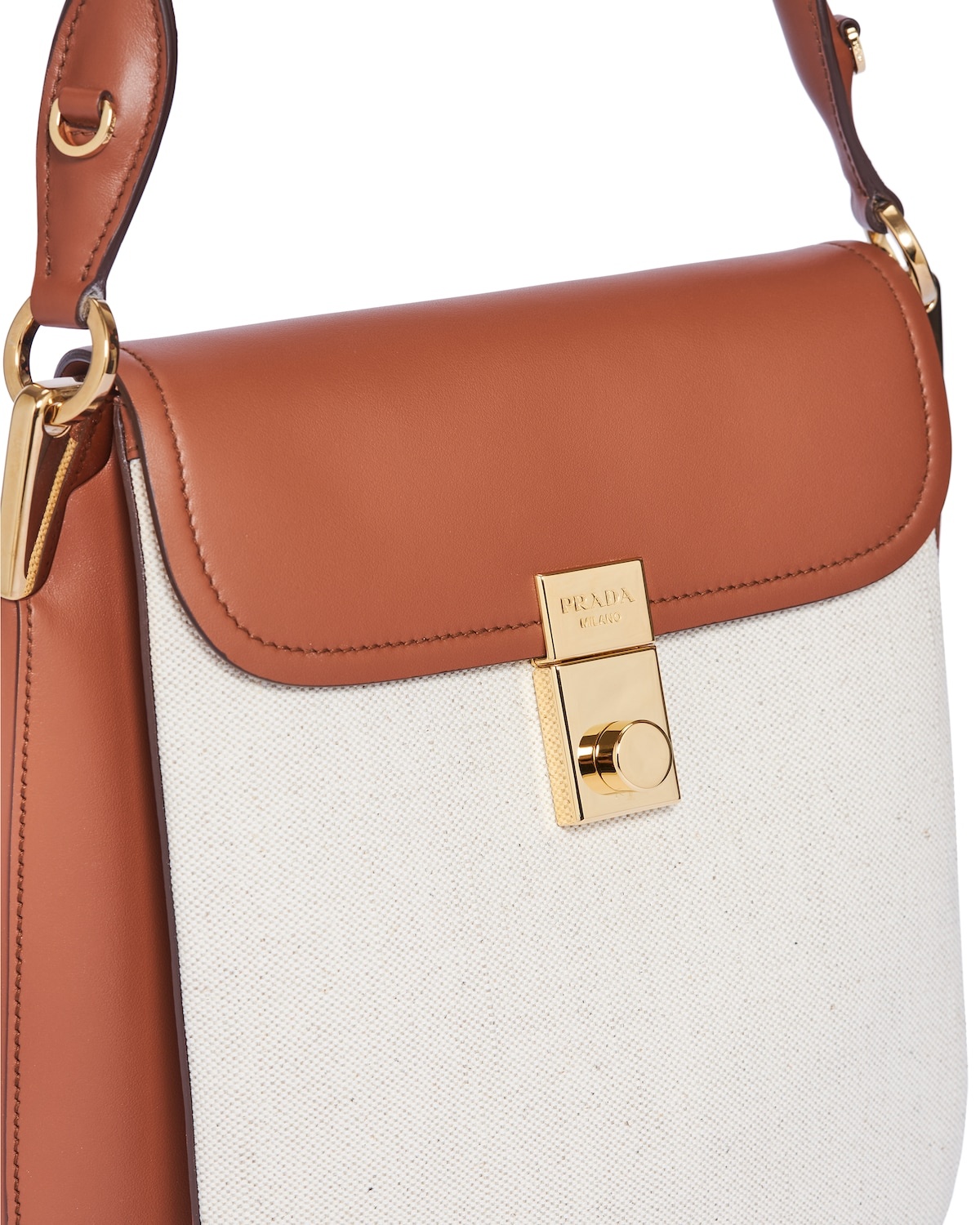 Linen blend and leather Prada Margit shoulder bag - 2