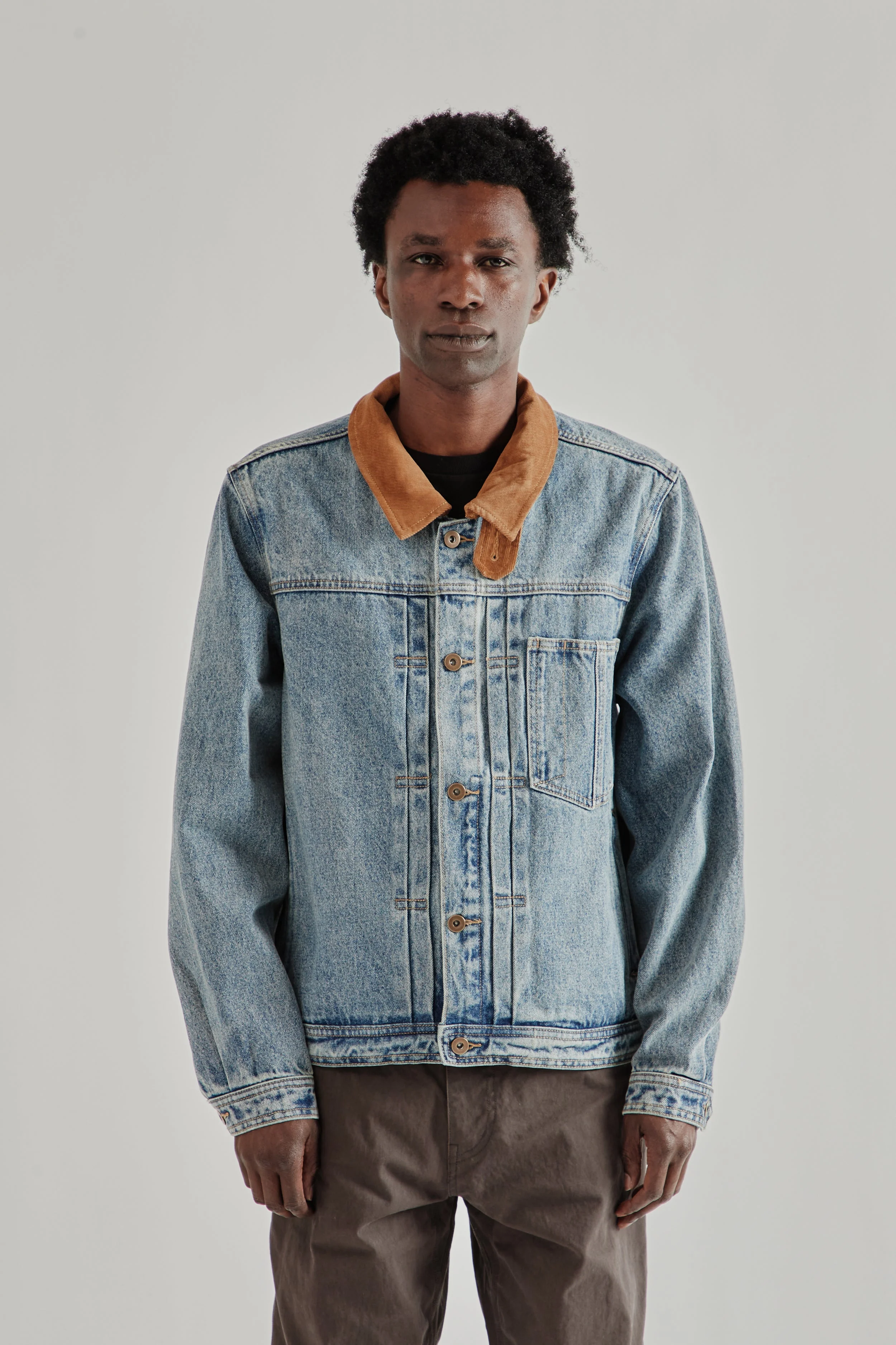 Washed Denim Tucker Jacket - Blue - 1