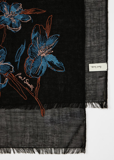 Paul Smith Black Magnolia Embroidered Scarf outlook