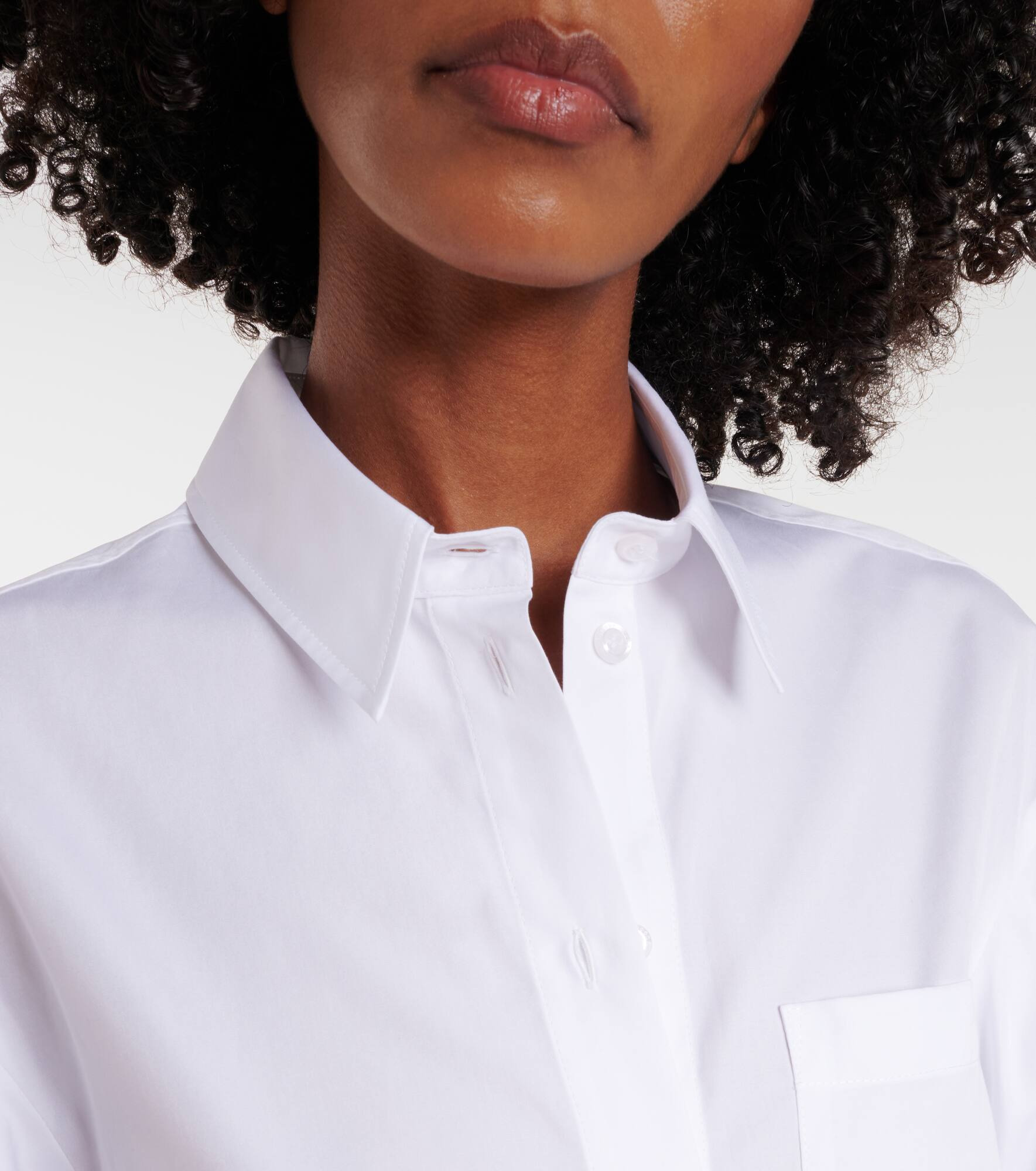 Cropped puff-sleeve cotton poplin shirt - 4