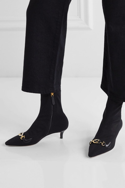 GUCCI Zumi logo-embellished leather-trimmed stretch-knit sock boots outlook