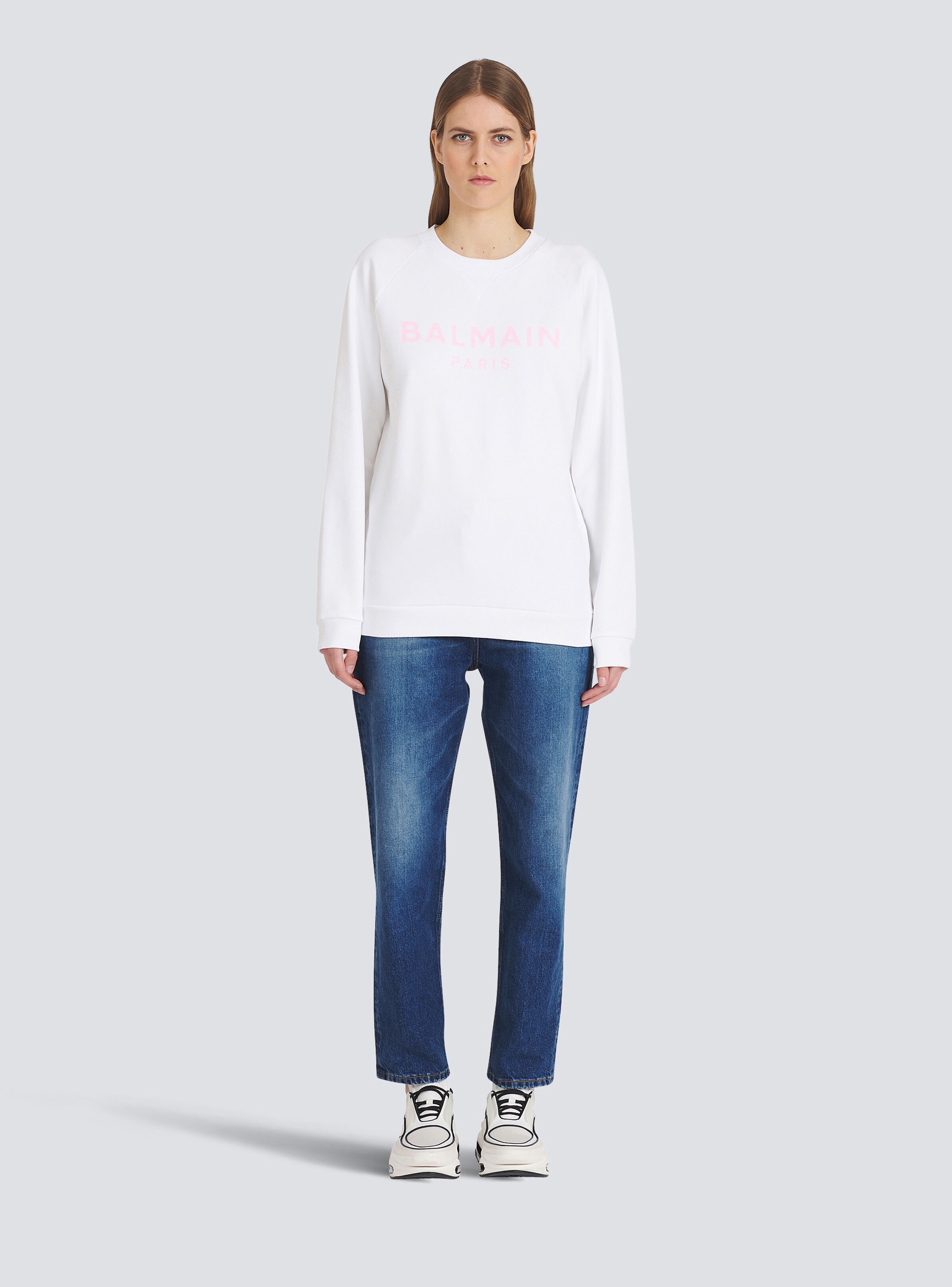 Eco-designed cotton sweatshirt with Balmain logo print - 3