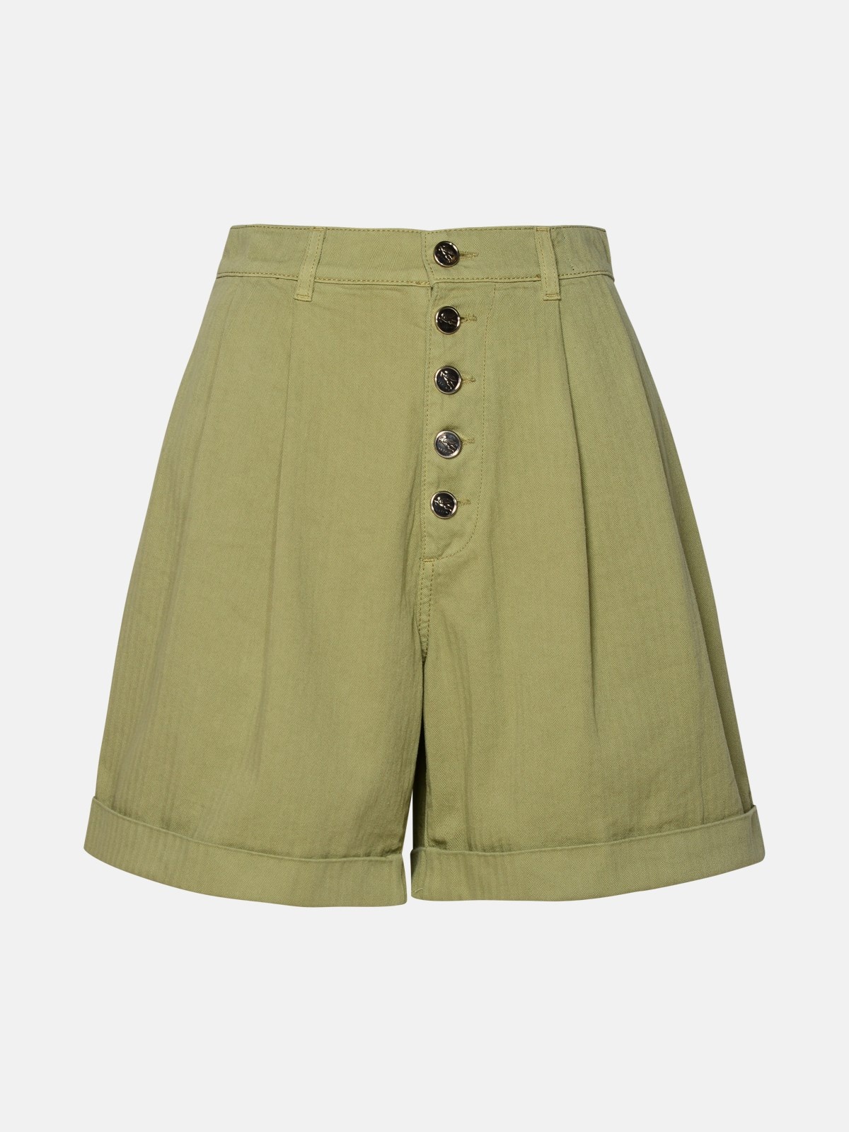 GREEN COTTON SHORTS - 1