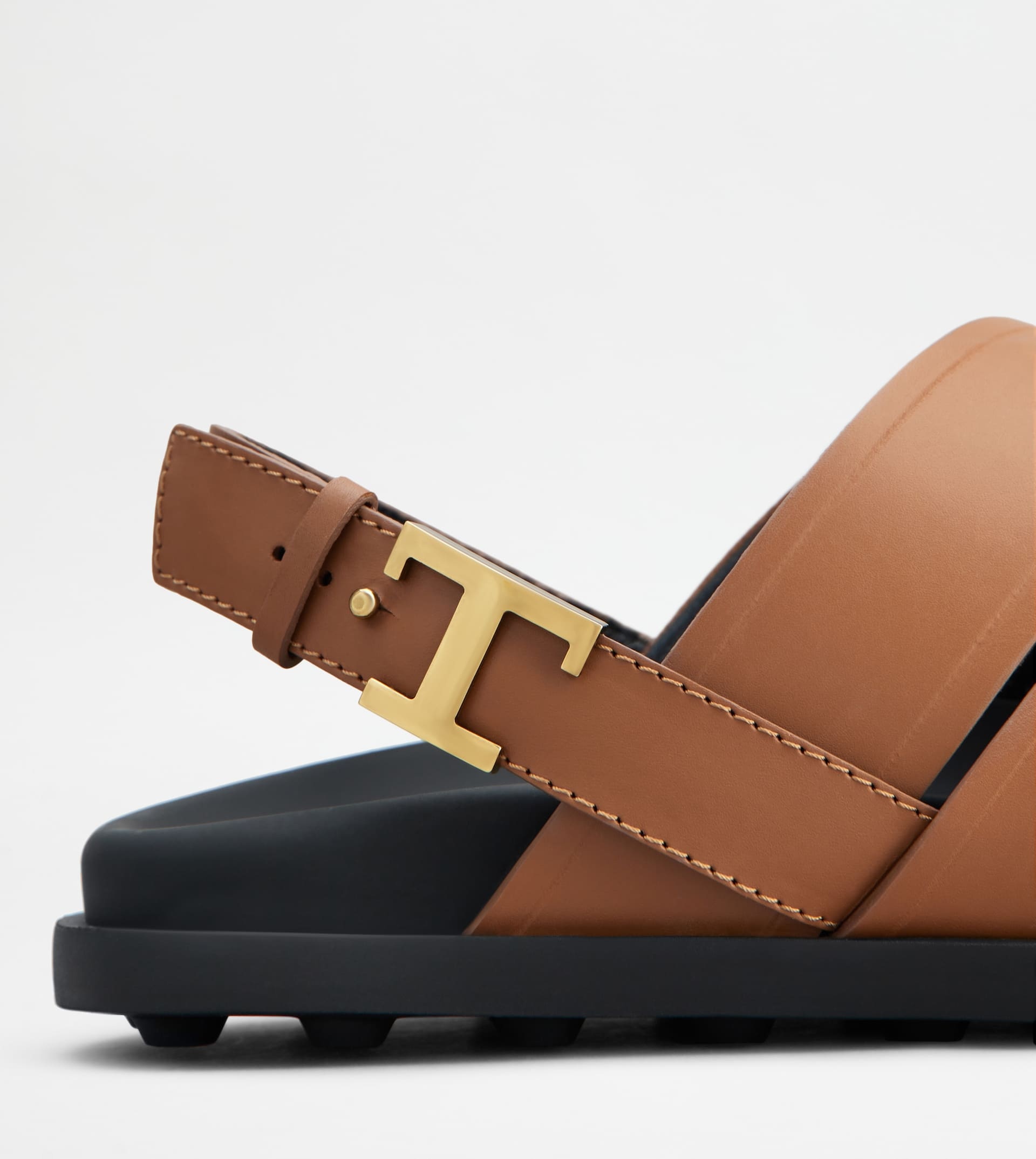 SANDALS IN LEATHER - BROWN - 5