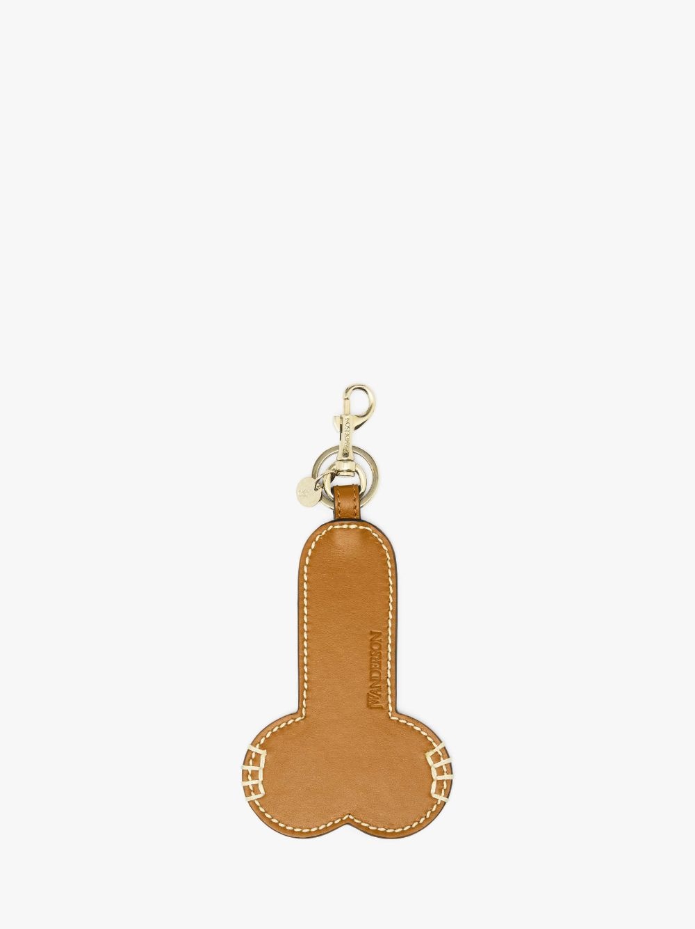CONTRAST TOPSTITCH LEATHER PENIS KEYRING - 1