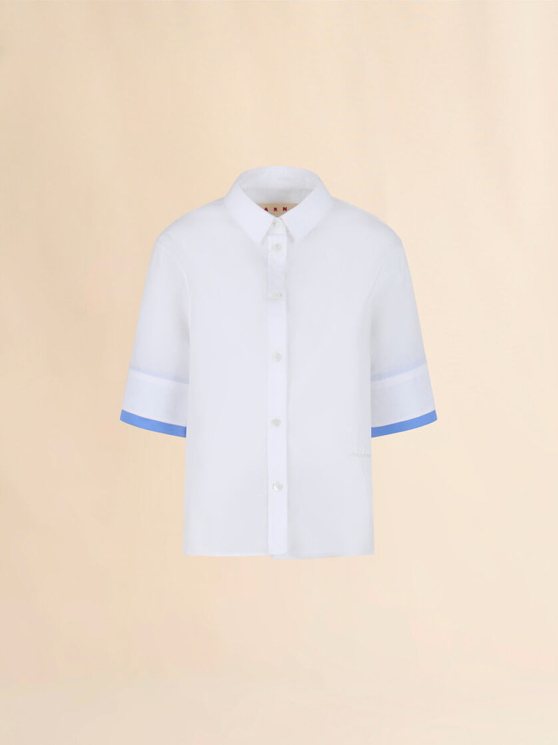 WHITE POPLIN SHIRT WITH DOUBLE CUFFS 1