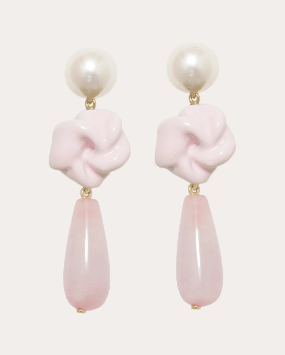 The Depths of Time 18K Gold-Plated Silver Enamel Quartz and Pearl Earrings - 1