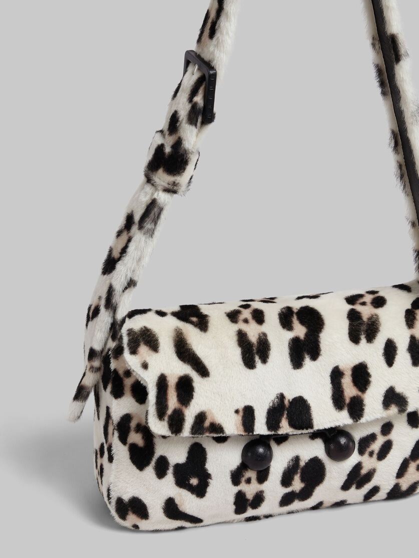 SHEARLING ANIMAL PRINT TRUNKAROO SOFT MEDIUM SHOULDER BAG - 4