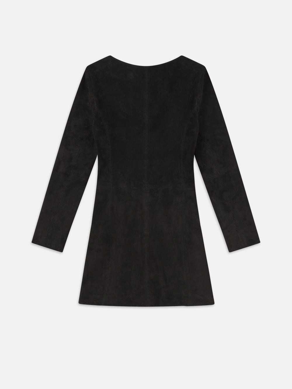 Suede Button Front Mini Dress in Black - 4