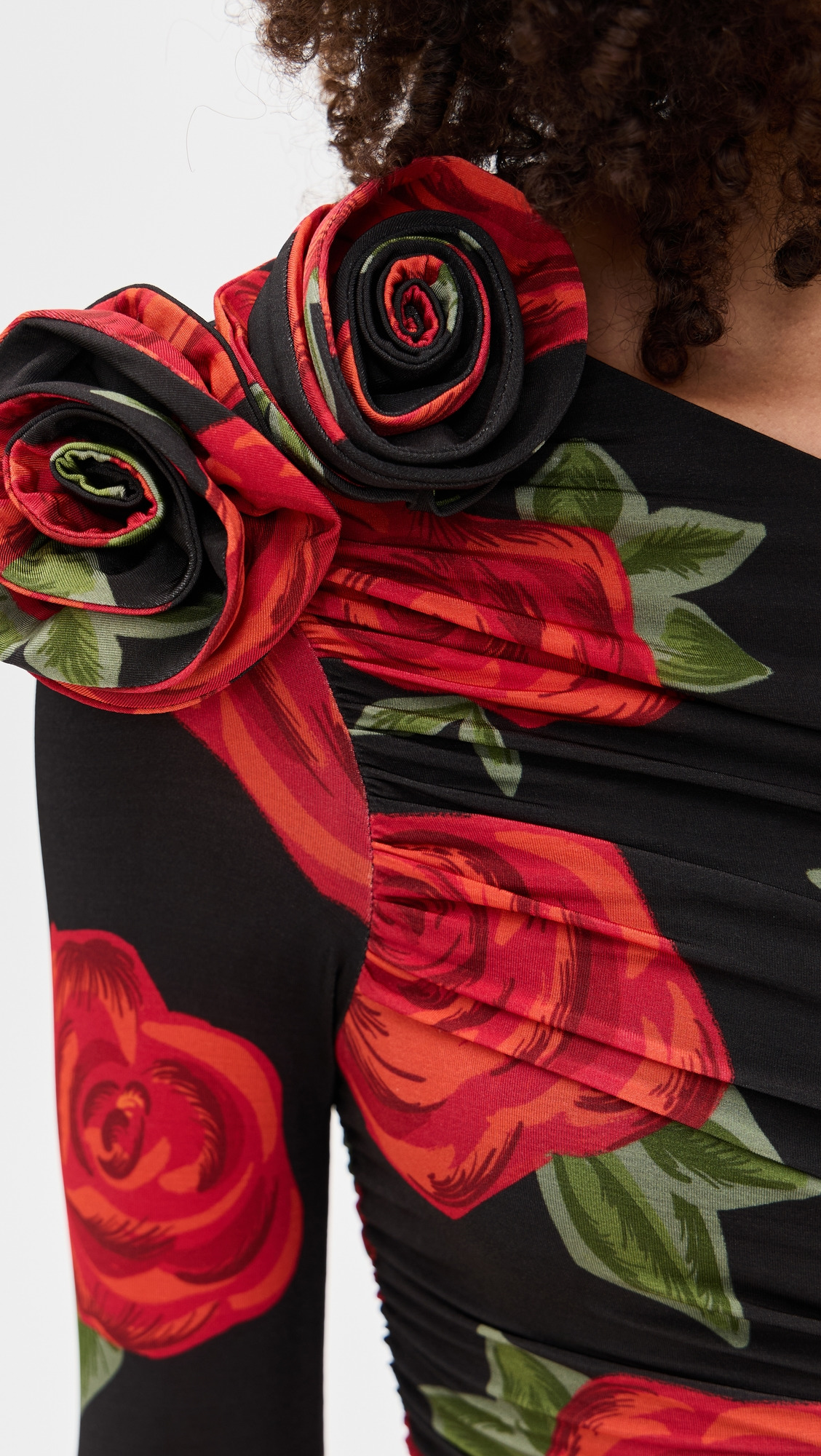 Latin Roses One Shoulder Midi Dress - 5