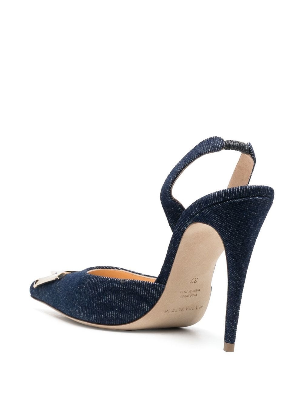 denim pointed-toe slingback 110mm pumps - 3