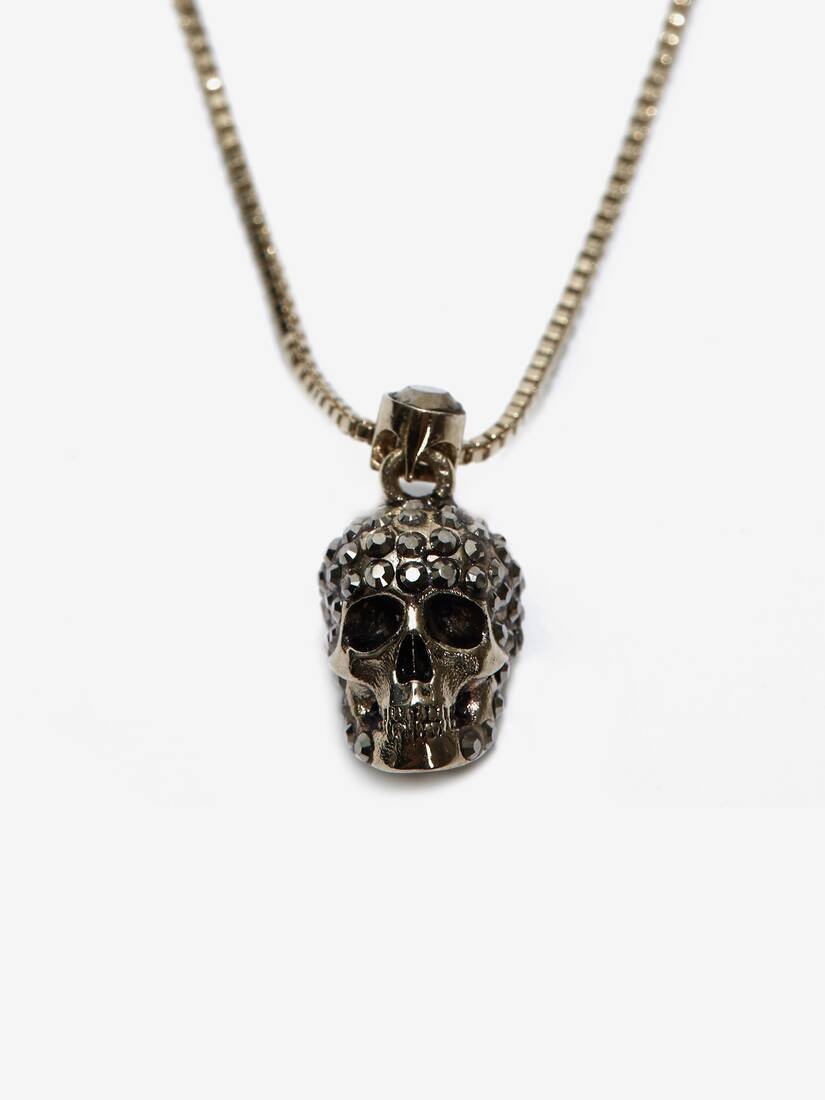 Pave Skull Necklace in Gold - 2