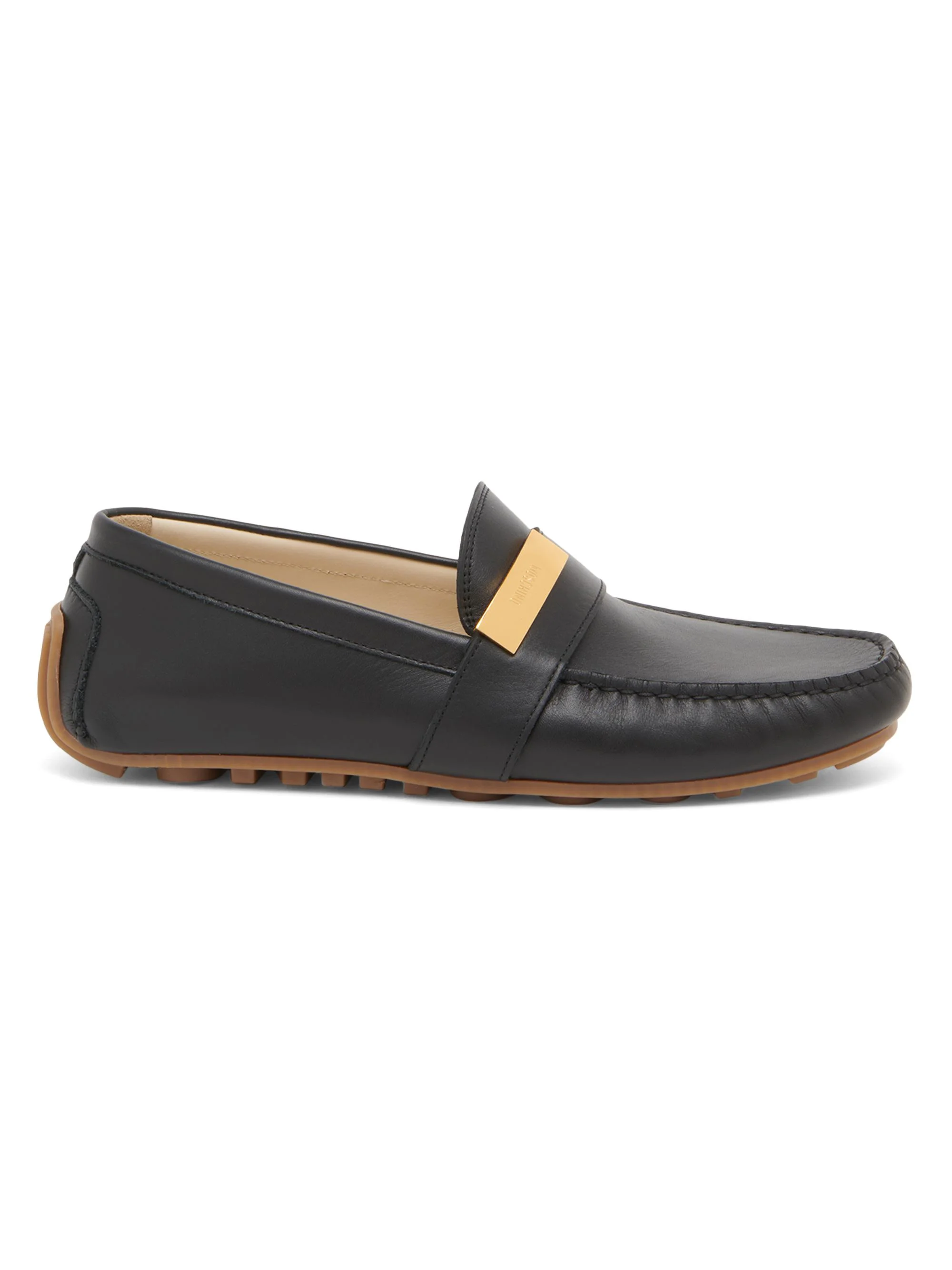Men's Leather Driving Loafers - Black - 1