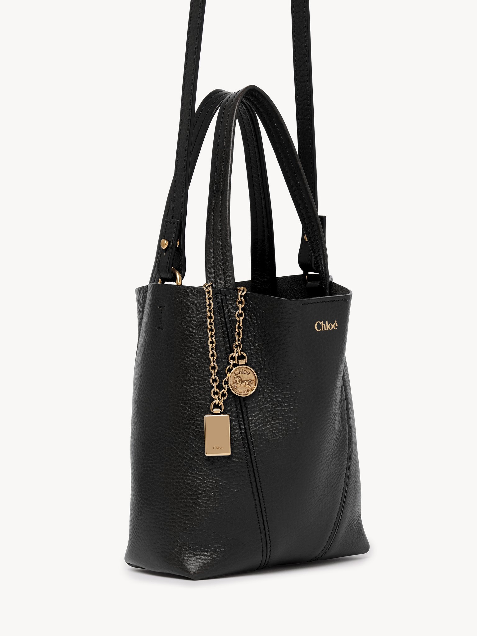 SMALL CHLOÉ SPIN TOTE BAG IN GRAINED LEATHER - 5