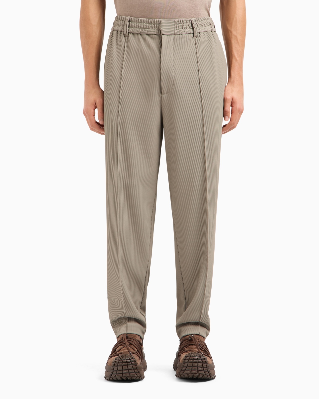 CANNETÉ-EFFECT STRETCH NYLON TROUSERS WITH RIBS - 4